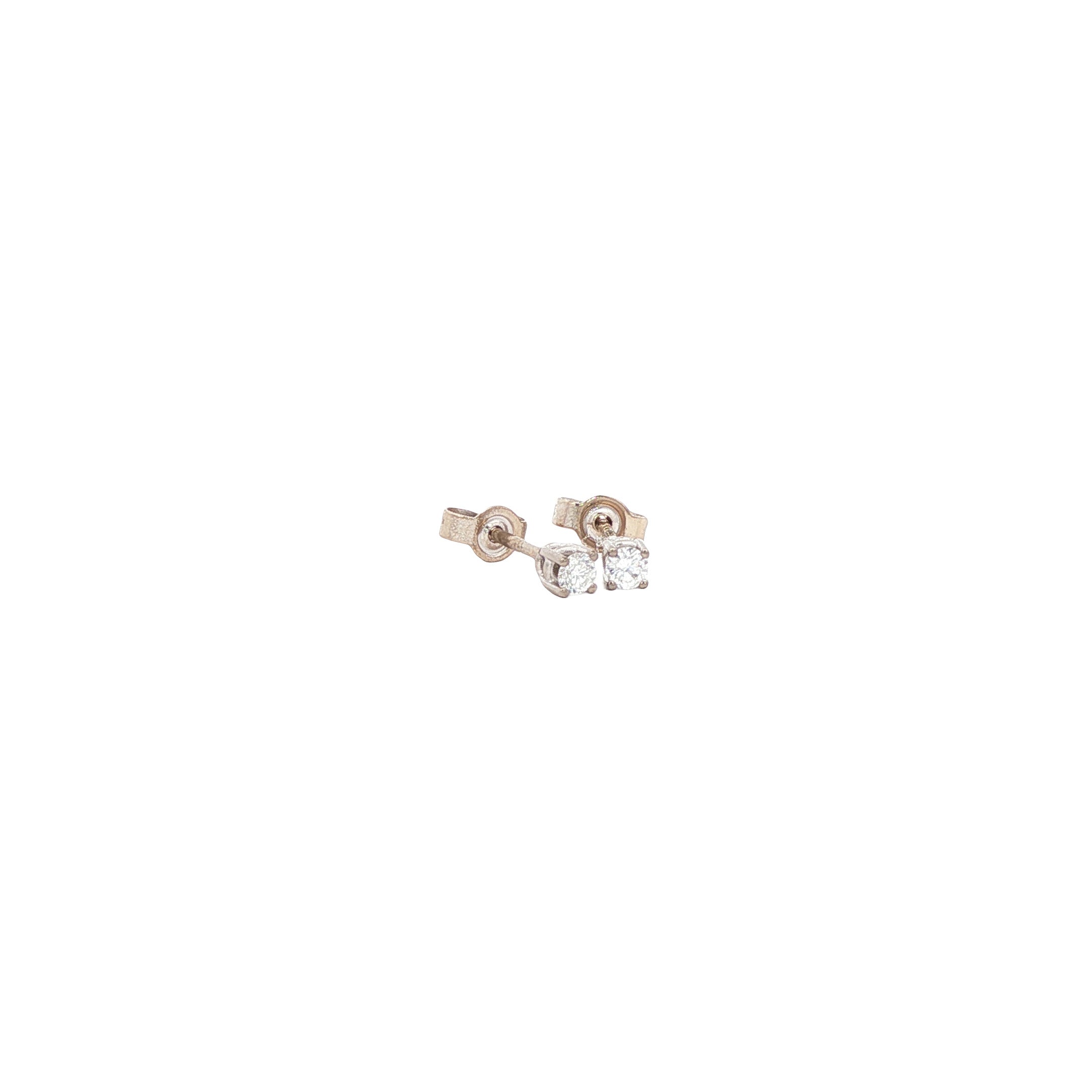 Witgouden solitair oorstekers met diamant 14 karaat