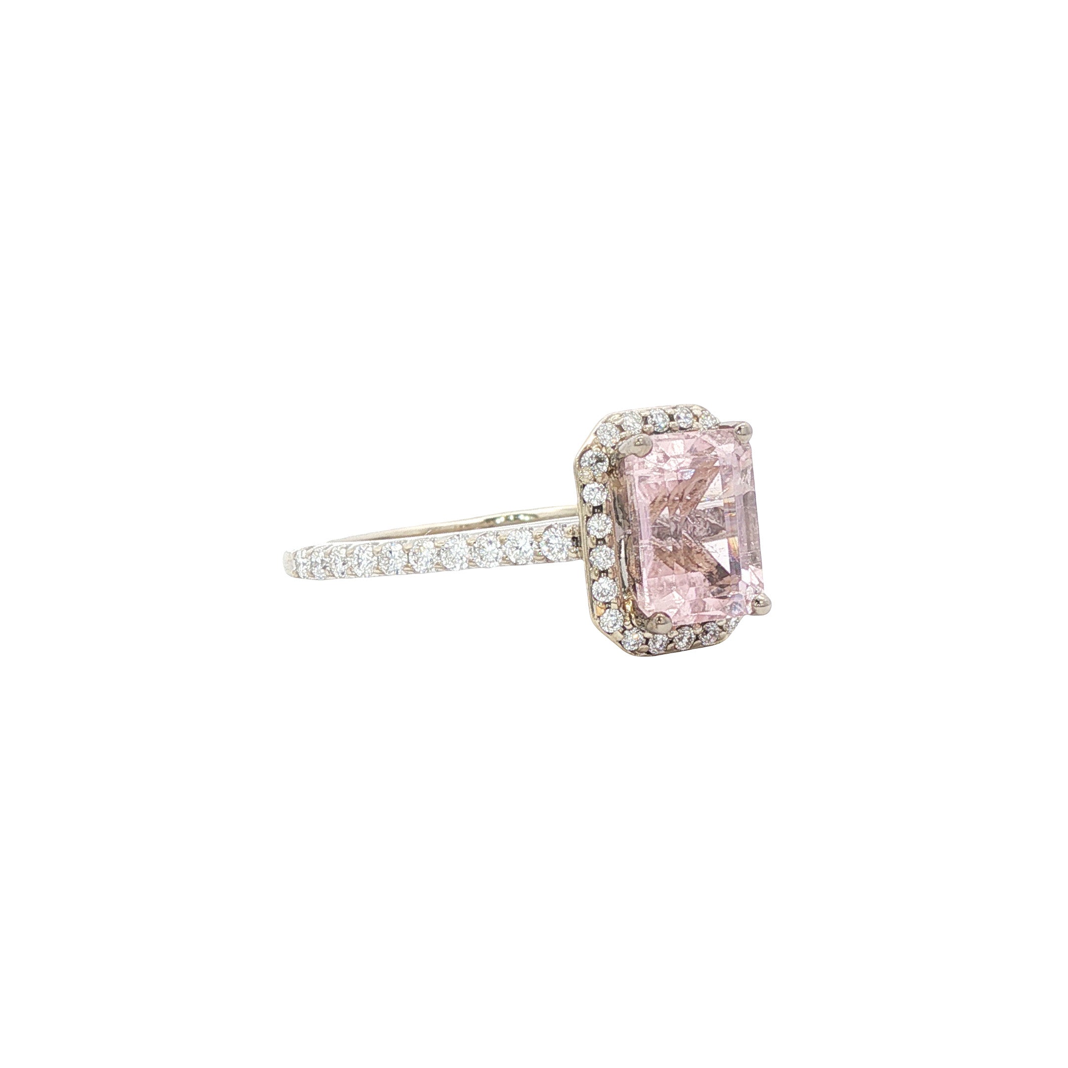 Witgouden ring met toermalijn en diamant 14 karaat