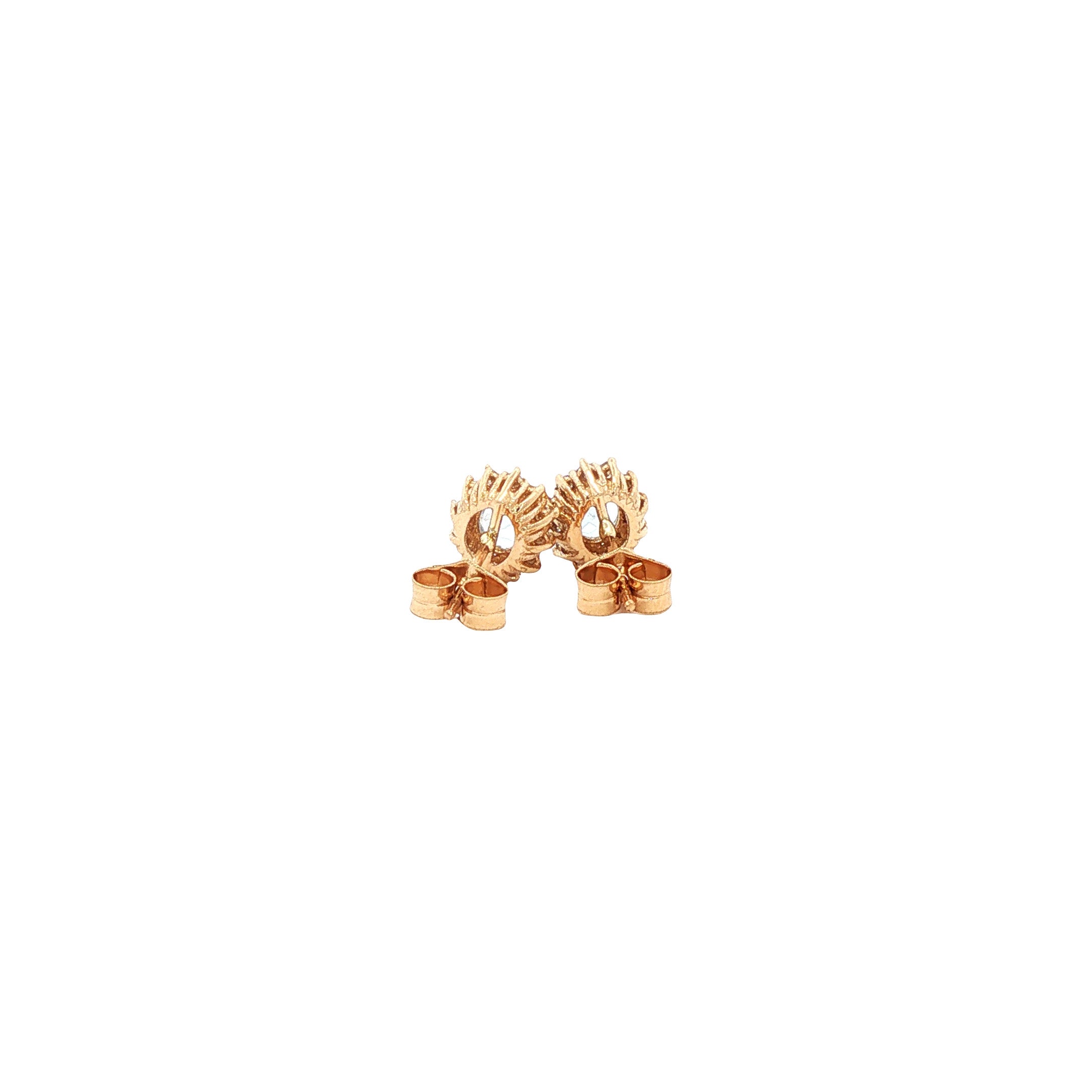 Gouden oorstekers met aquamarijn en diamant 14 karaat* nieuw