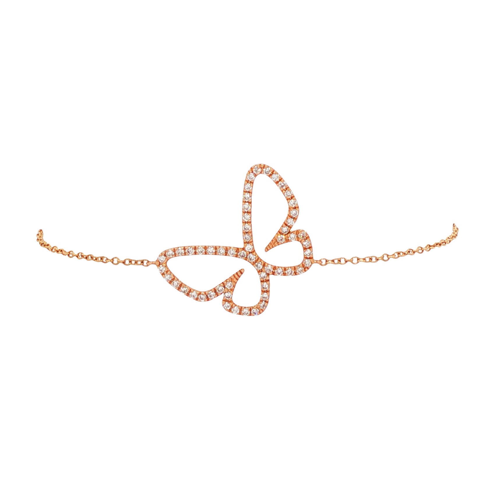Rosegouden armband vlinder met diamant 17 cm 18 karaat