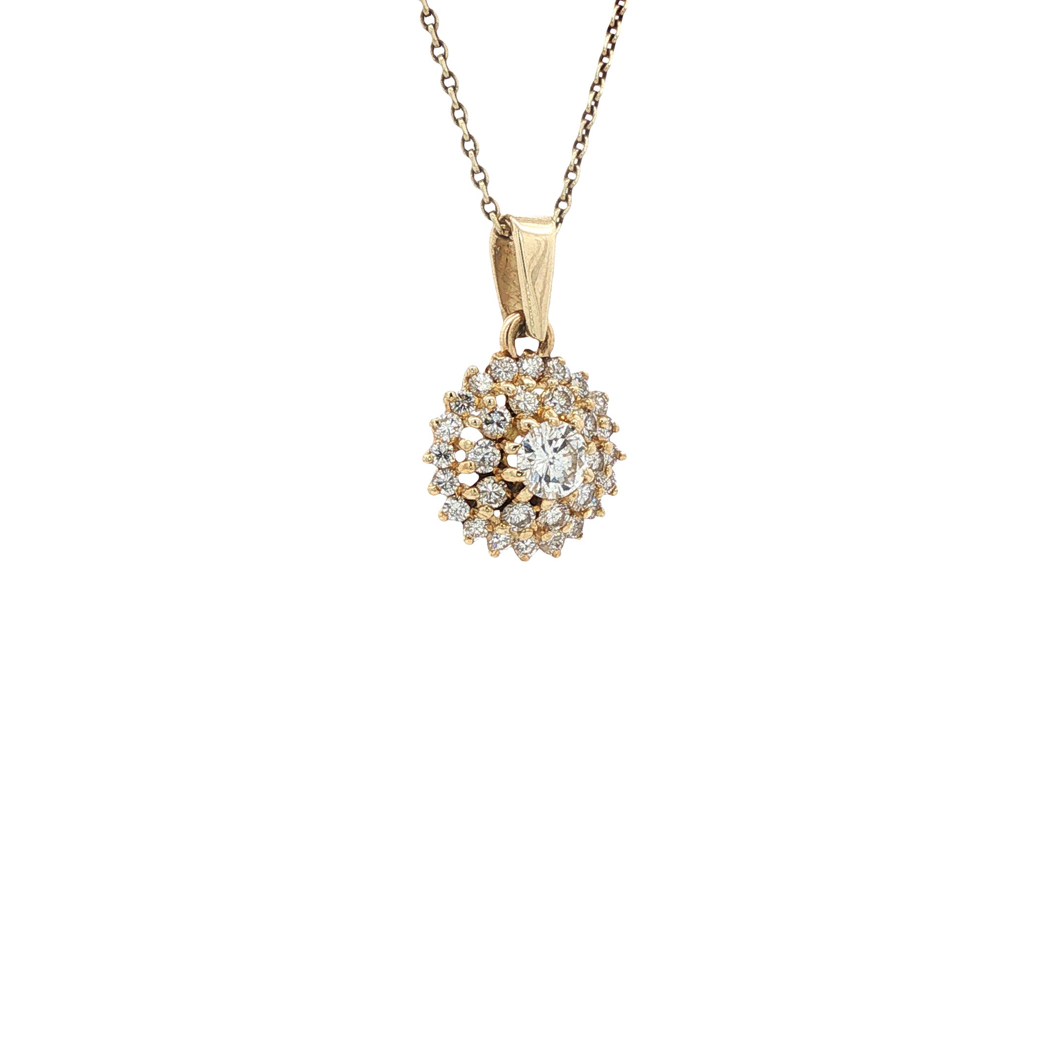 Gouden entourage hanger met diamant 14 karaat