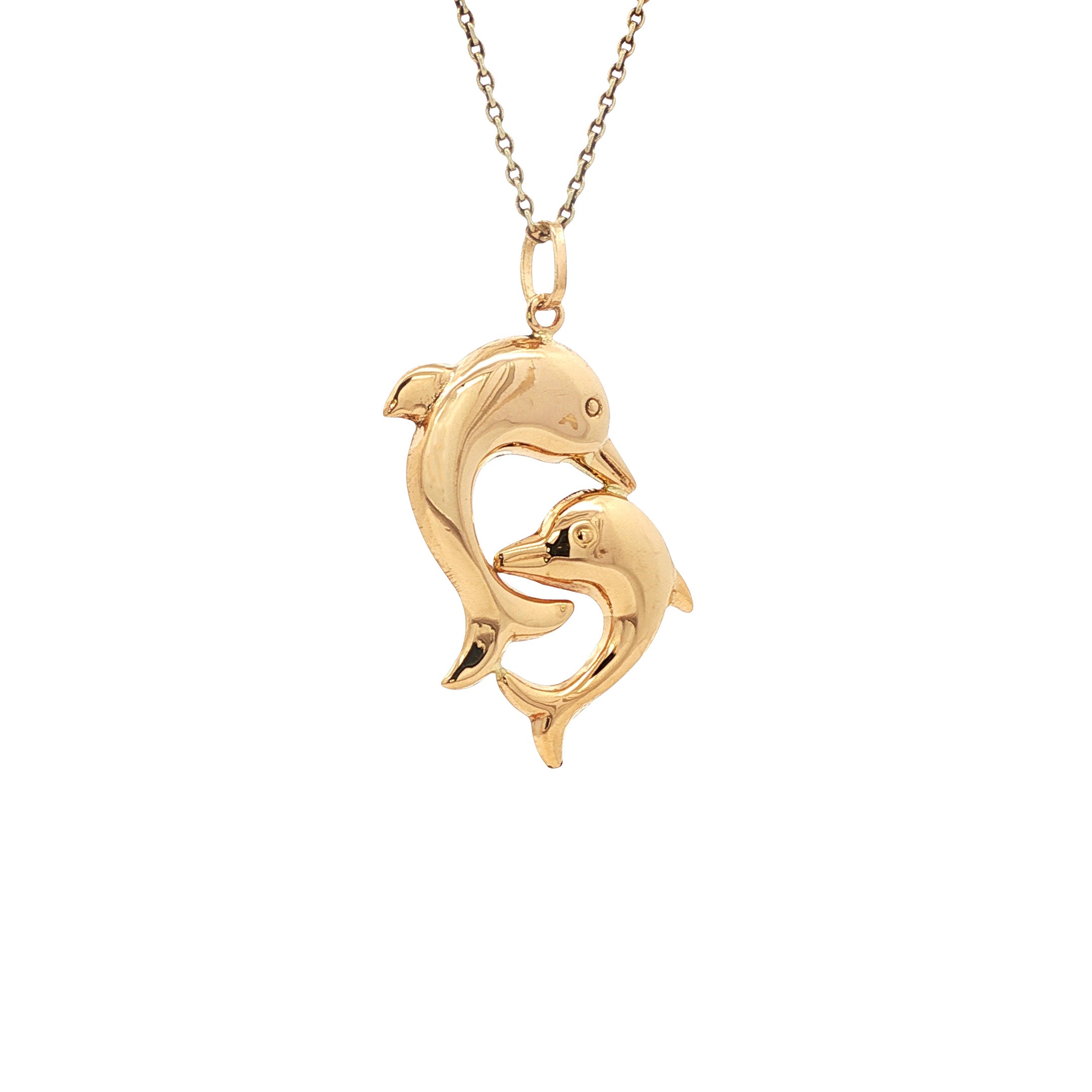 18-karat gold pendant with dolphins