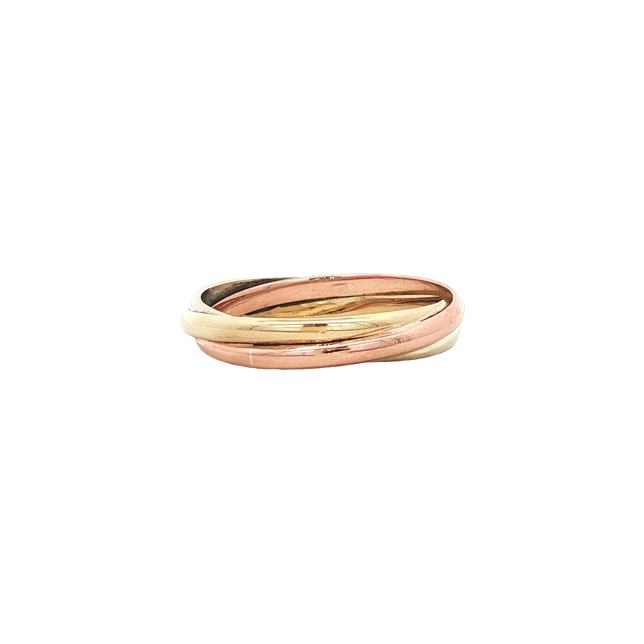 Tricolour gouden ring met diamant 14 karaat