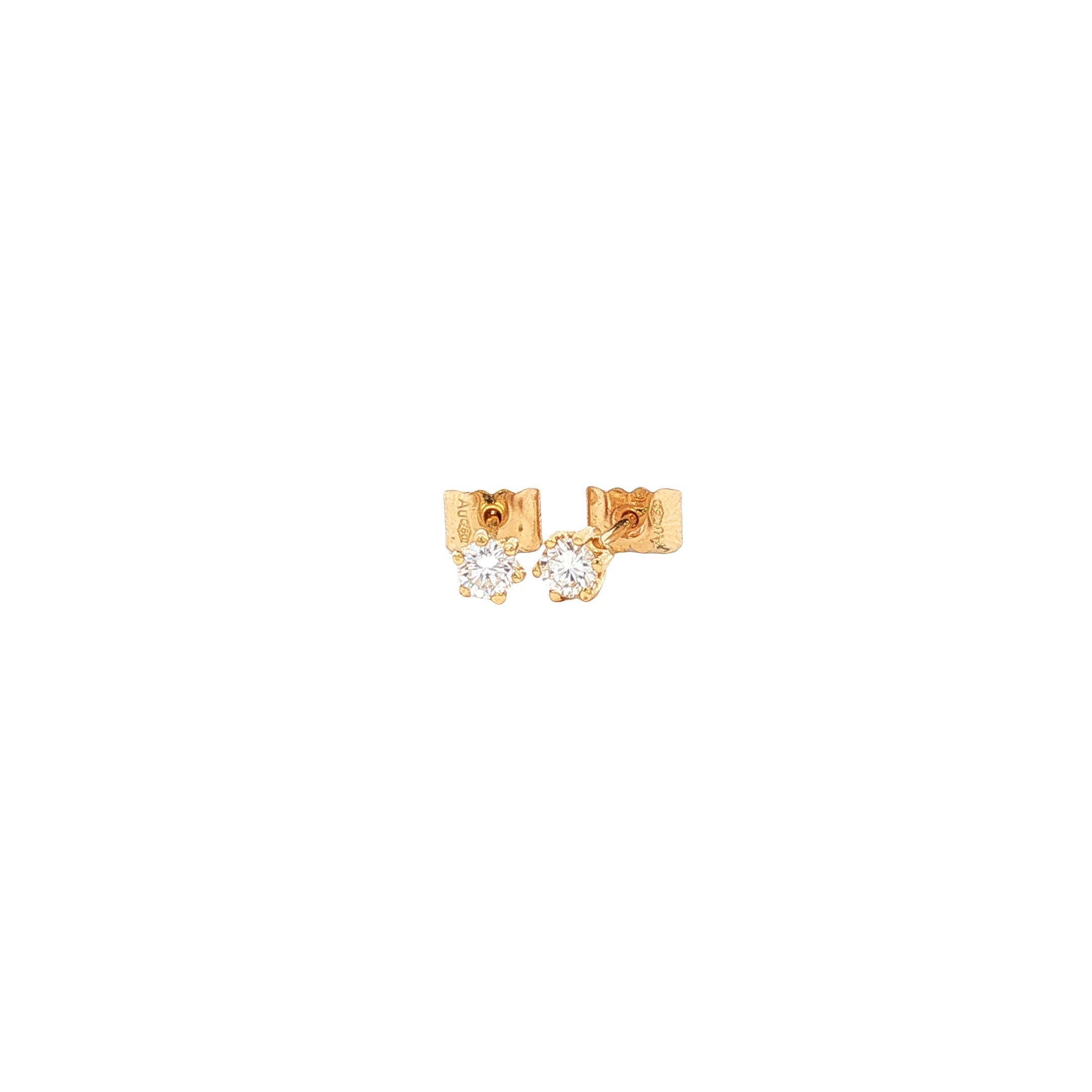 Gouden solitair oorstekers met diamant 14 karaat