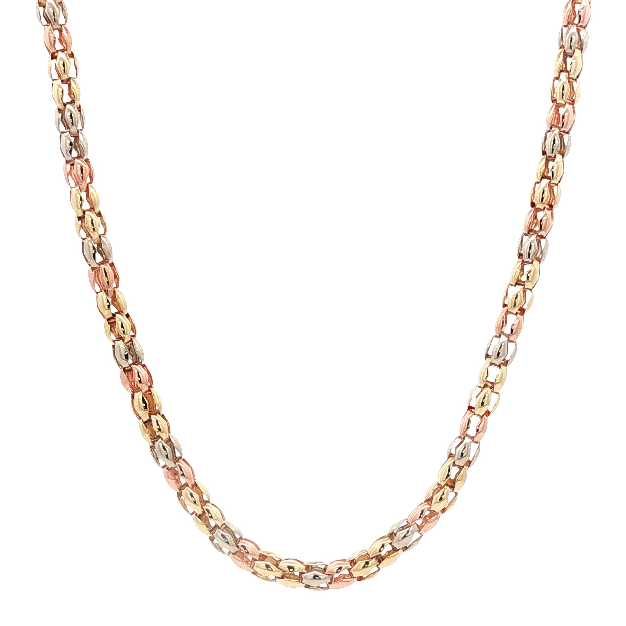 Tricolour gouden choker 46.5 cm 14 karaat