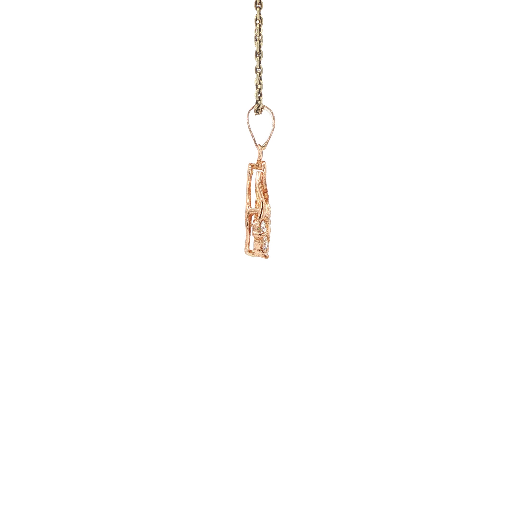 Rosegouden hanger met diamant 14 karaat