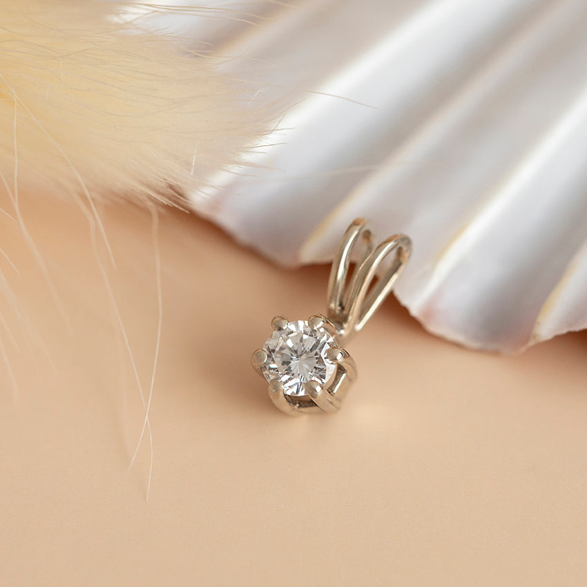 Witgouden hanger met diamant 14 karaat