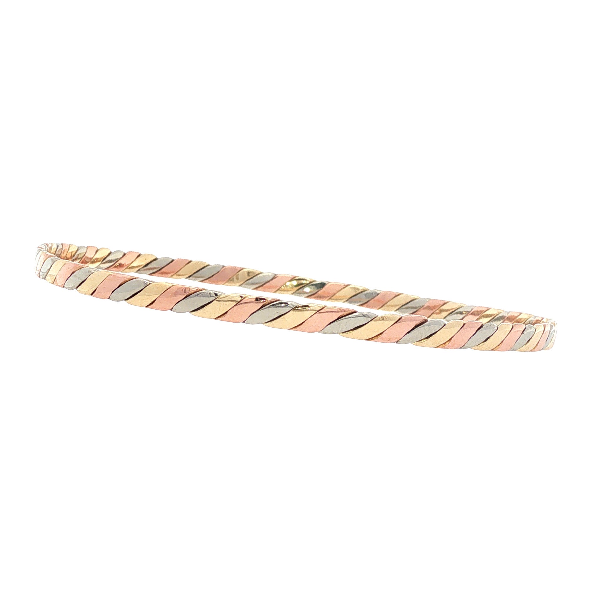 Tricolour gouden rinkel armband 14 karaat