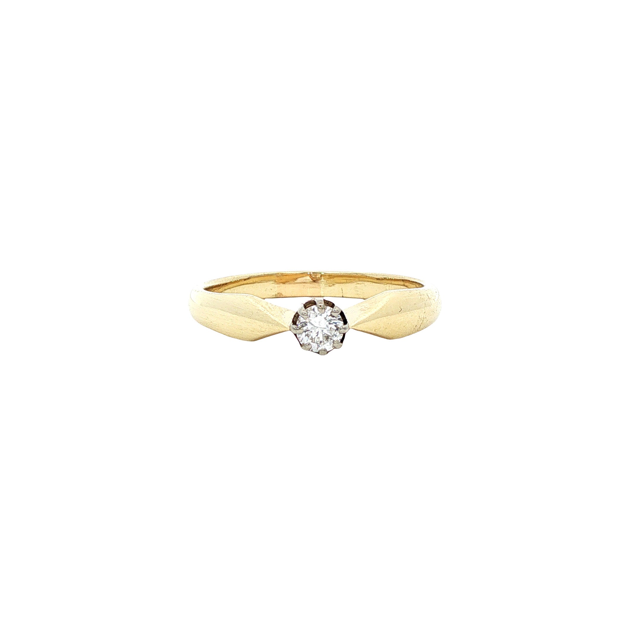 Gouden solitair ring met diamant 14 karaat