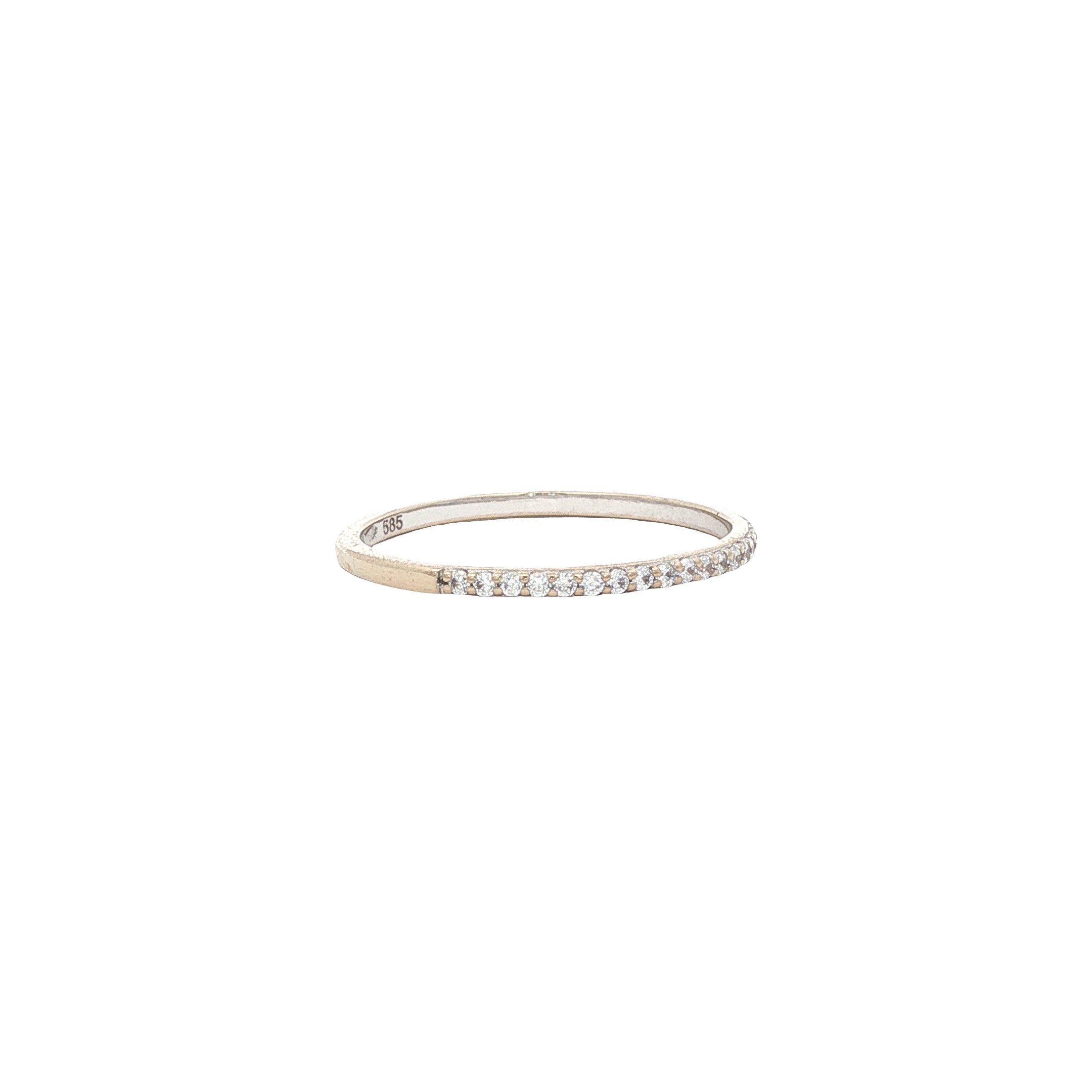 14 karat white gold row ring with zirconia