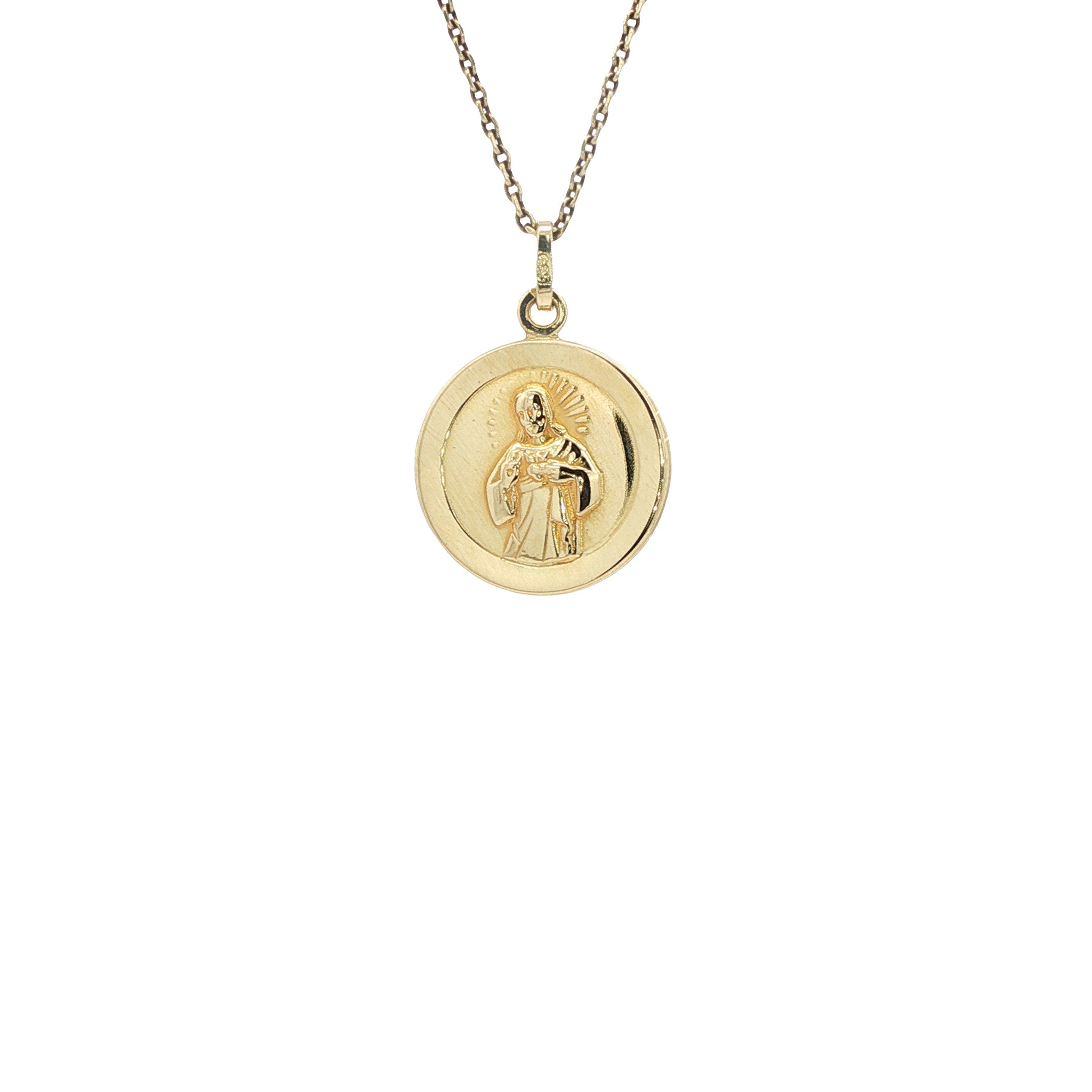 14 karat gold pendant with Jesus and Mary