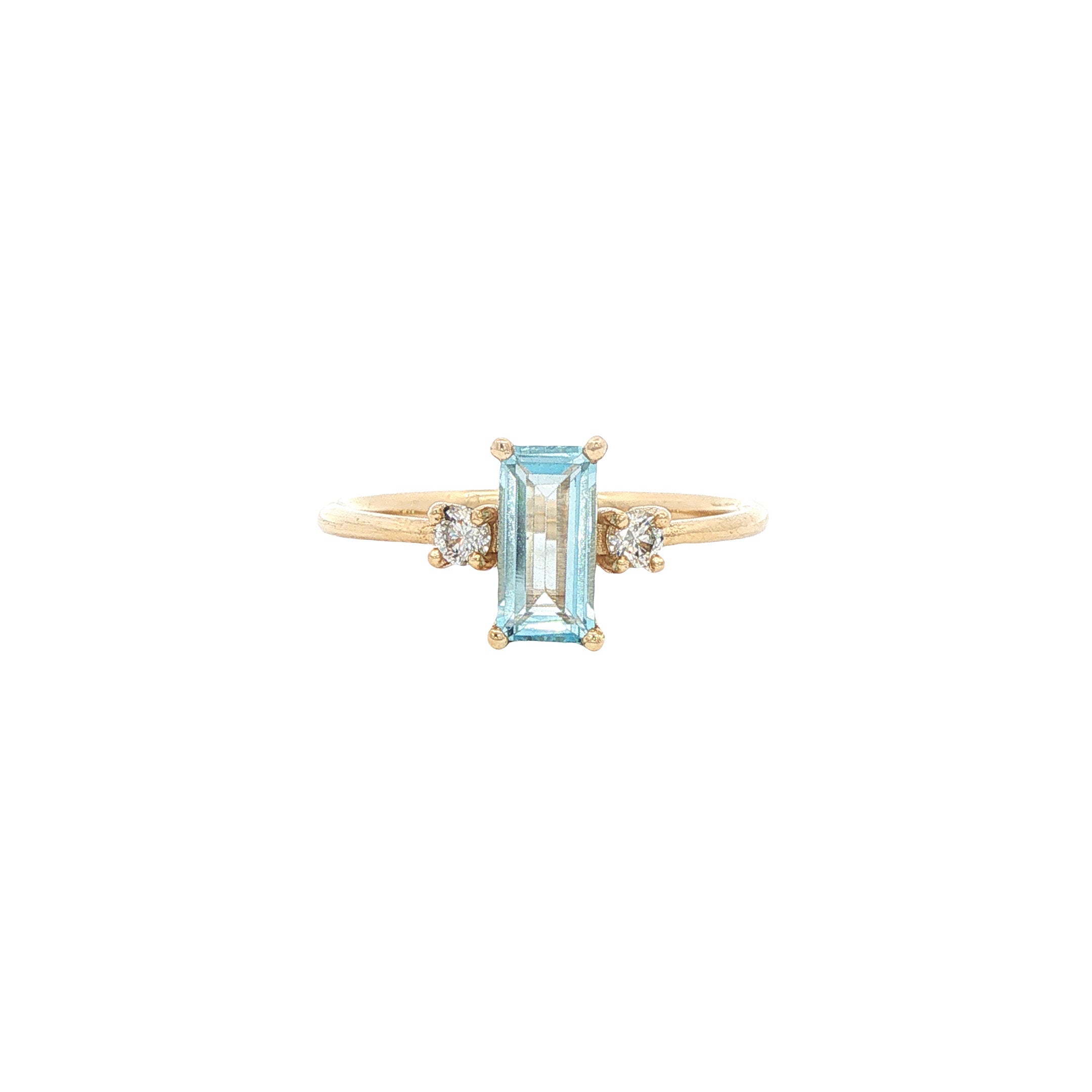 Gouden ring met aquamarijn en diamant 14 karaat* nieuw