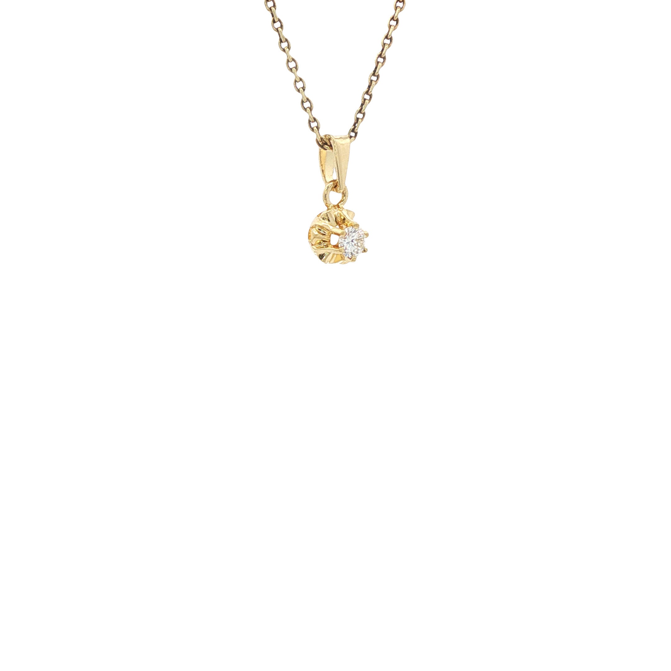 Gouden solitair hanger met diamant 14 karaat