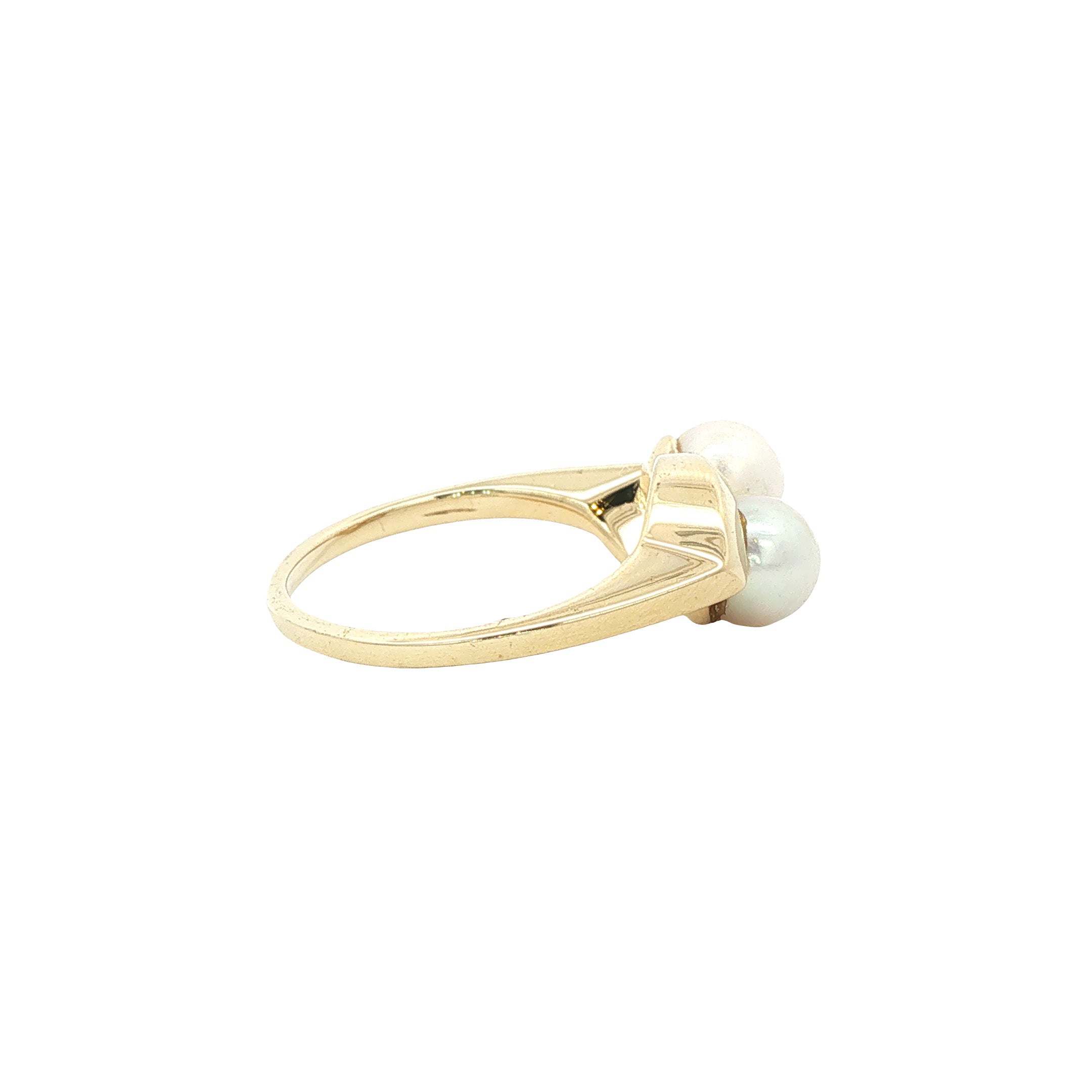 Gouden  ring met parels 14 karaat