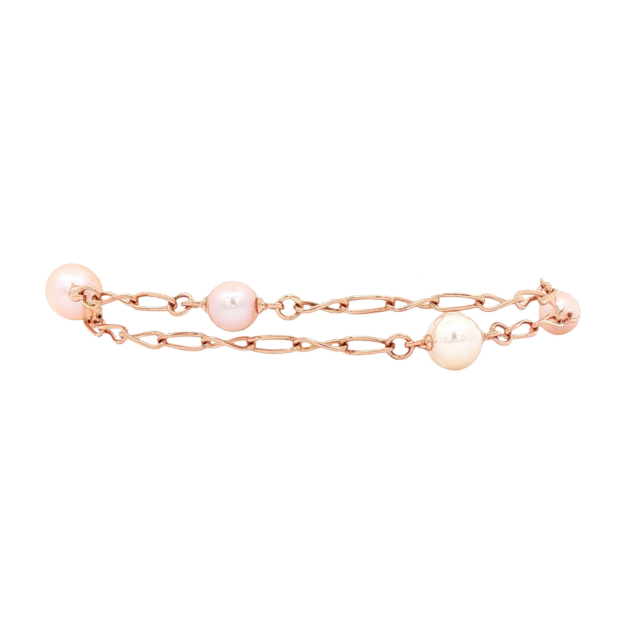 Rosegouden armband met parels 18-20.5 14 karaat
