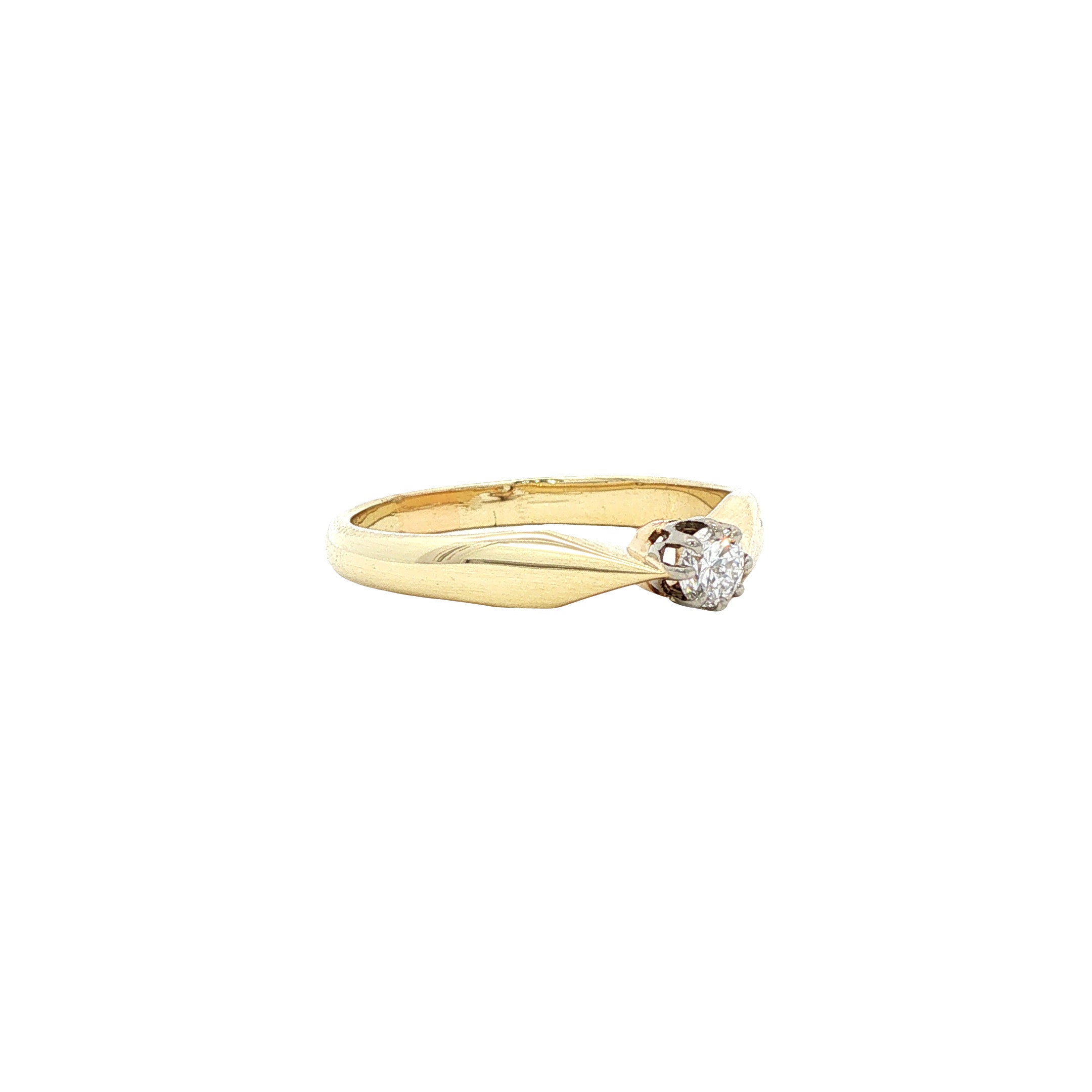 Gouden solitair ring met diamant 14 karaat
