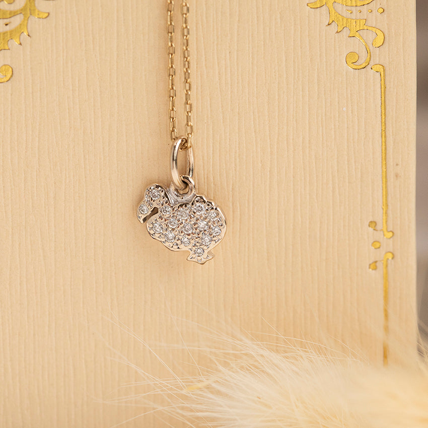 Witgouden Dodo hanger met diamant 18 karaat