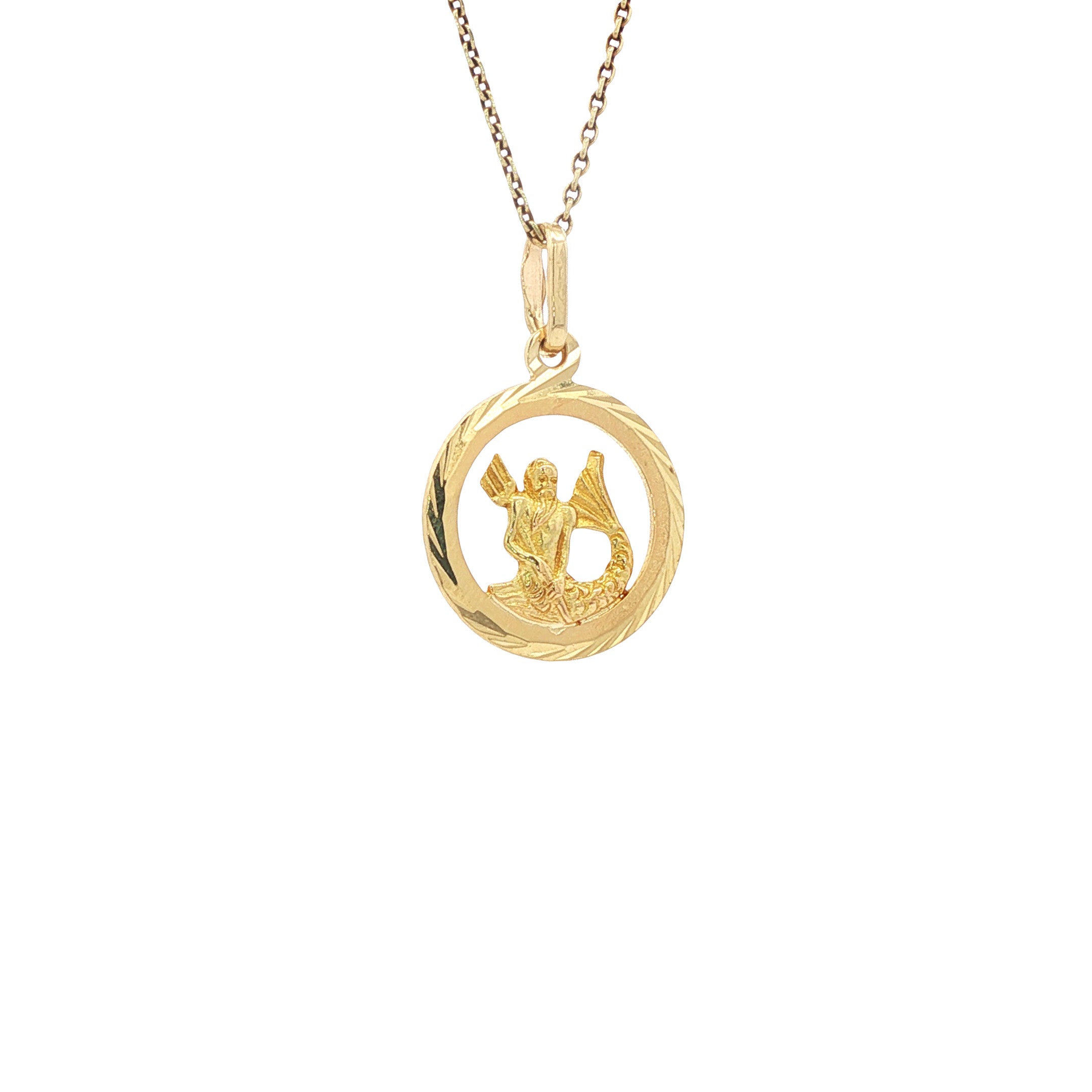 14 karat gold Aquarius zodiac pendant
