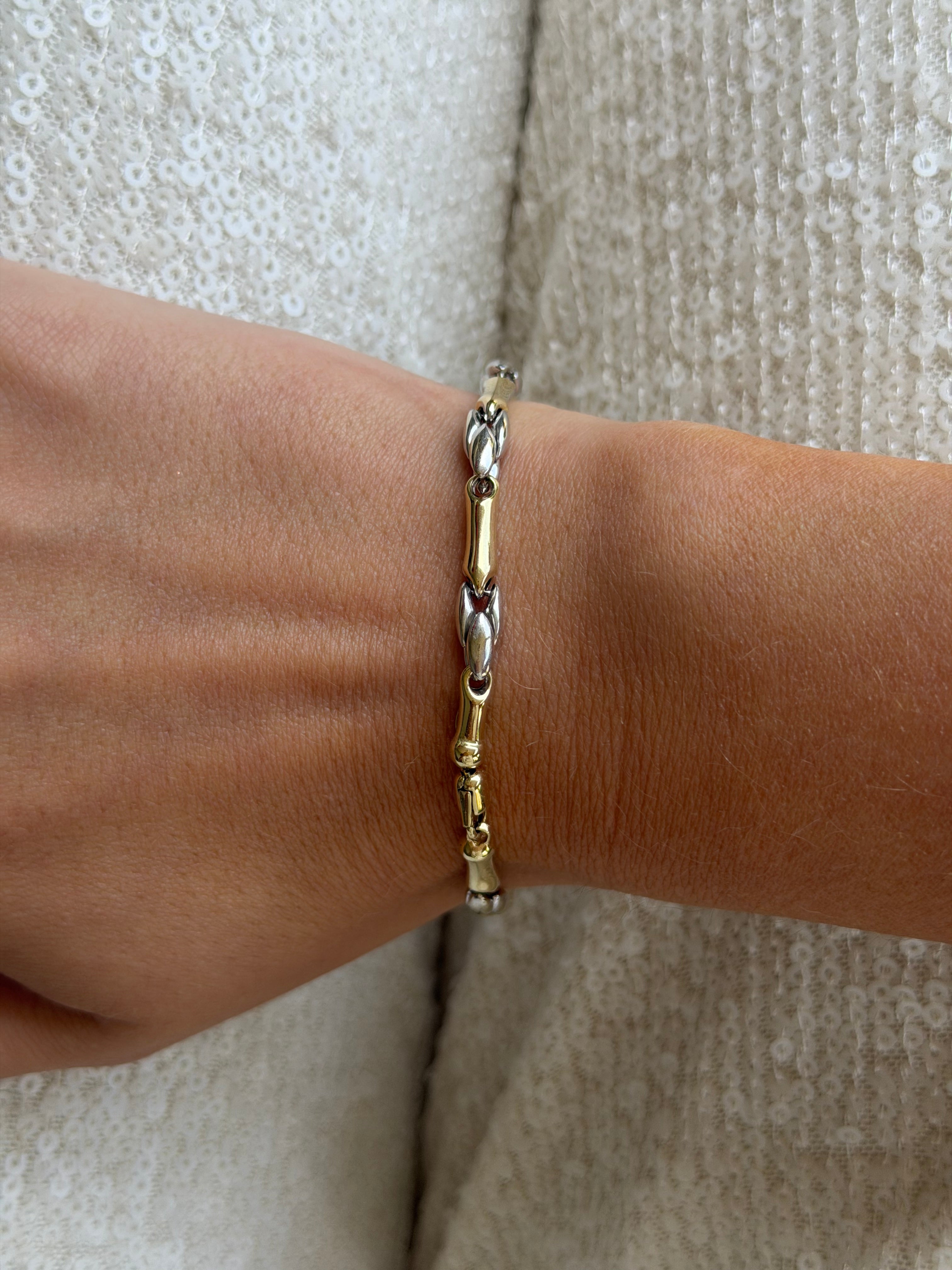 Bicolour gouden armband 22.5 cm 14 karaat