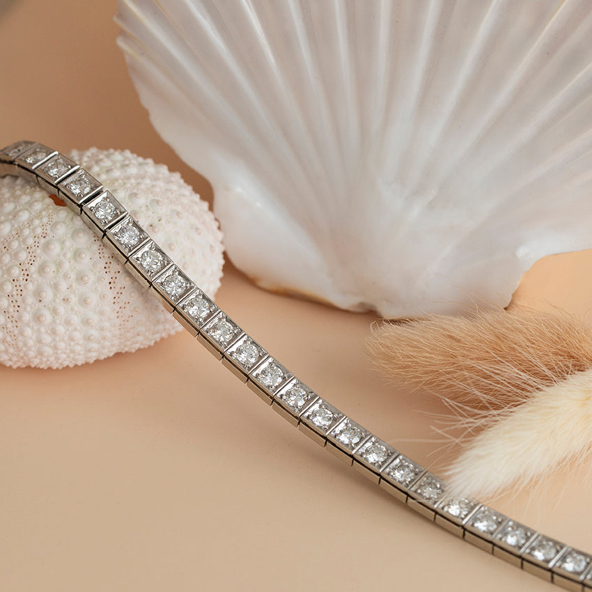 Witgouden tennisarmband met diamant 14 karaat