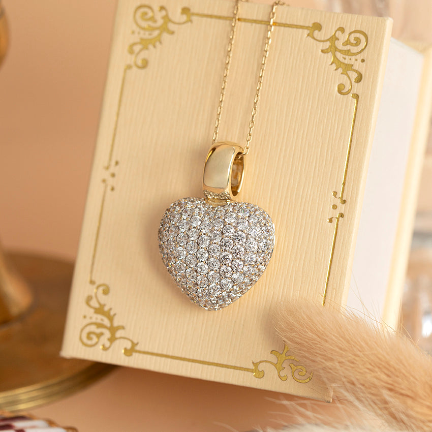 Gouden hart hanger met zirkonia van Blush 14 karaat
