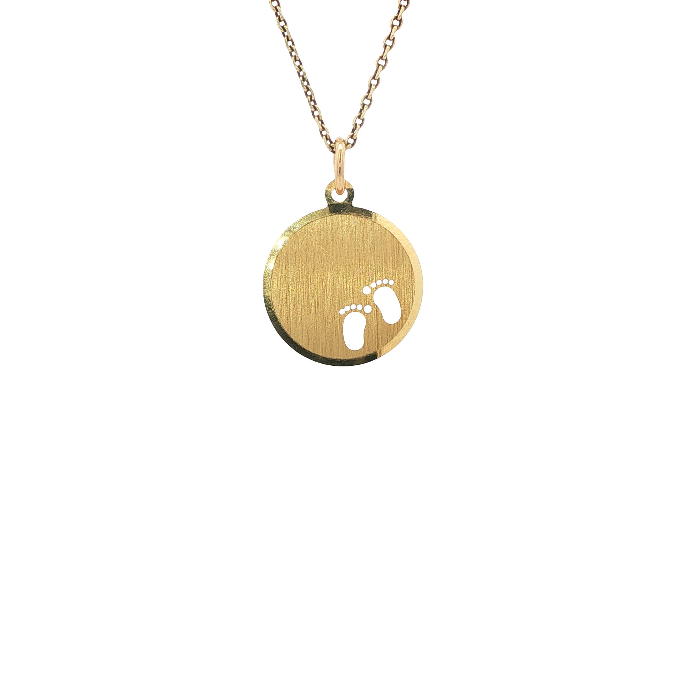 Gouden graveerhanger met voetjes 14 karaat*nieuw
