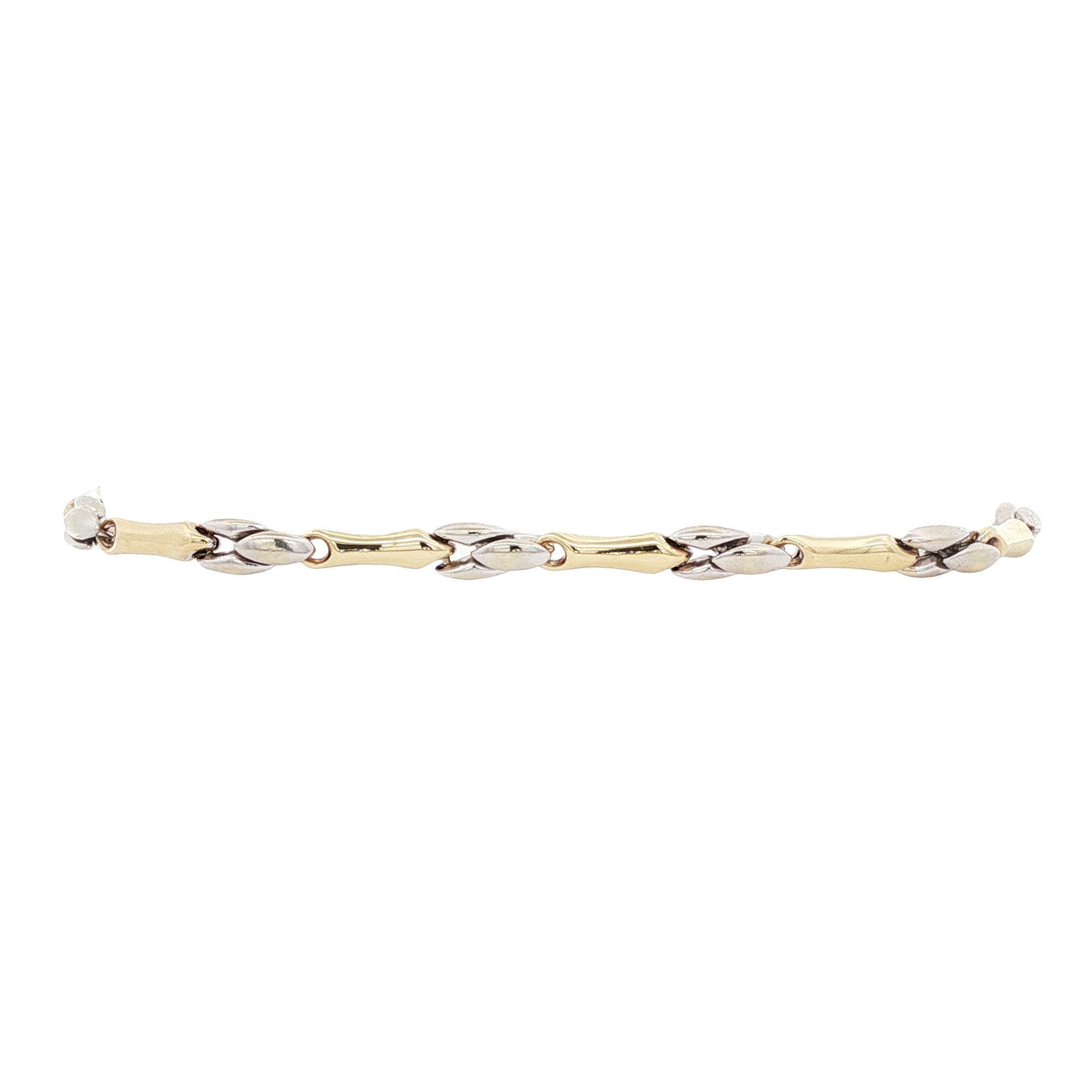 Bicolour gouden armband 22.5 cm 14 karaat