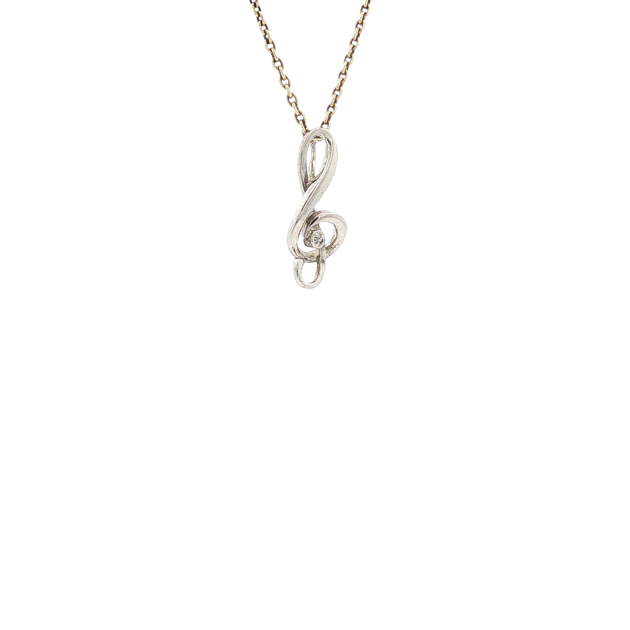 Witgouden hanger muzieknoot met diamant 14 karaat