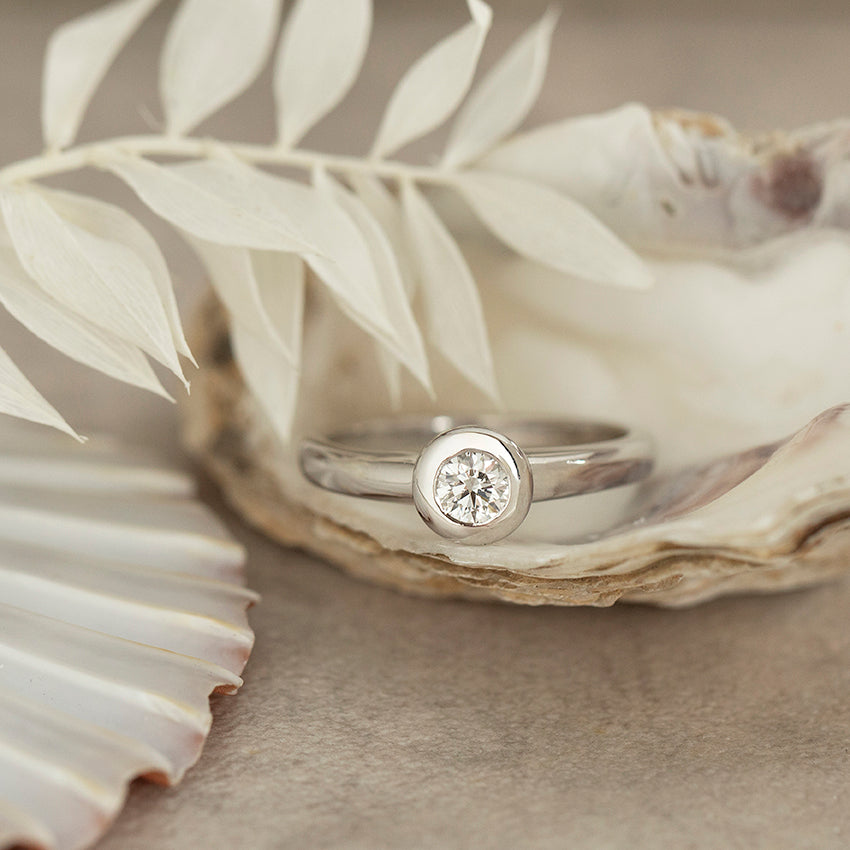 Witgouden solitair ring met diamant 18 karaat