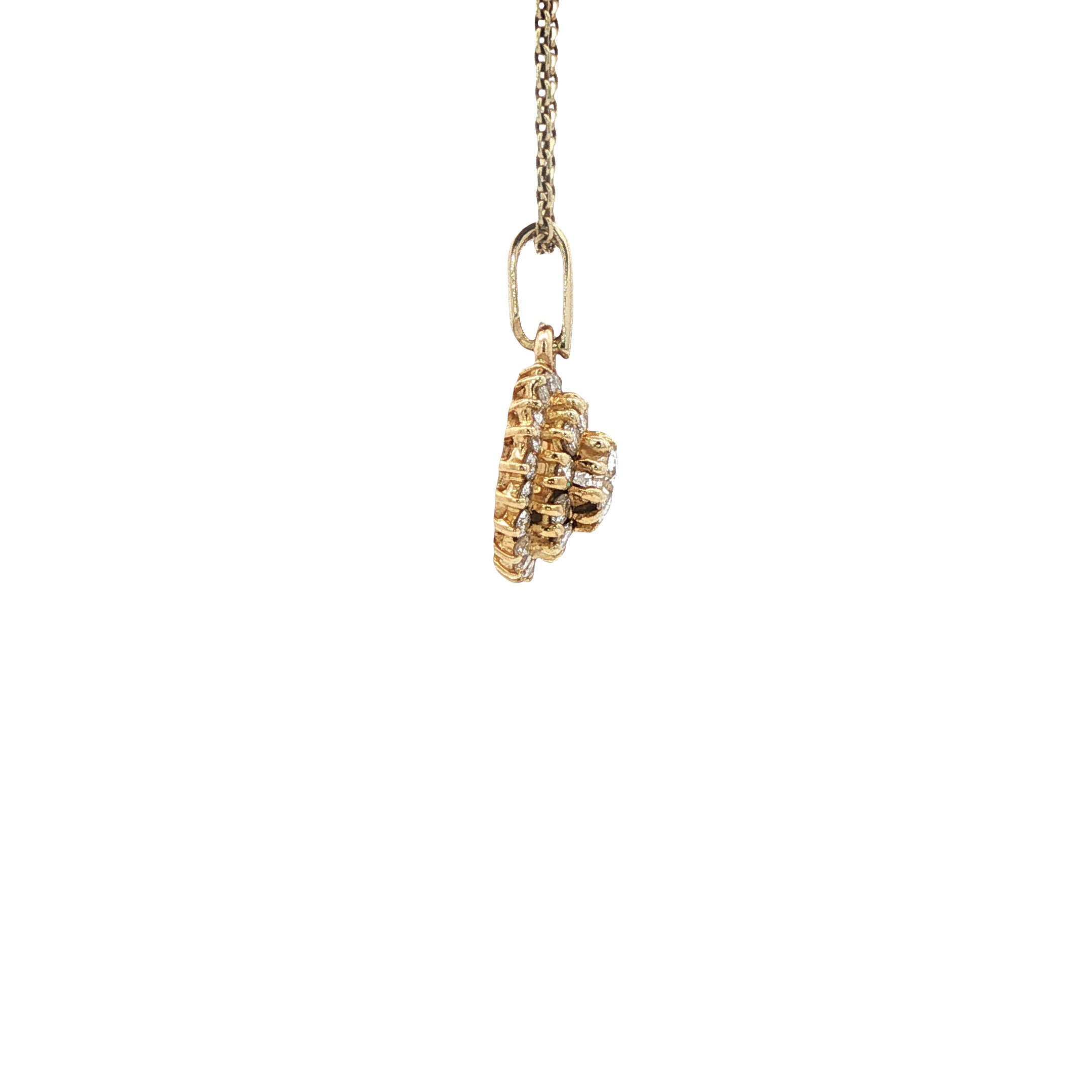 Gouden entourage hanger met diamant 14 karaat