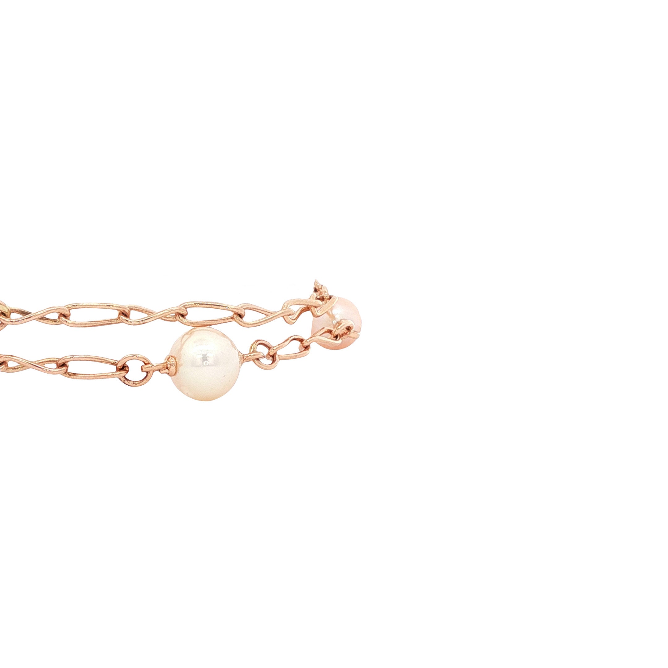Rosegouden armband met parels 18-20.5 14 karaat