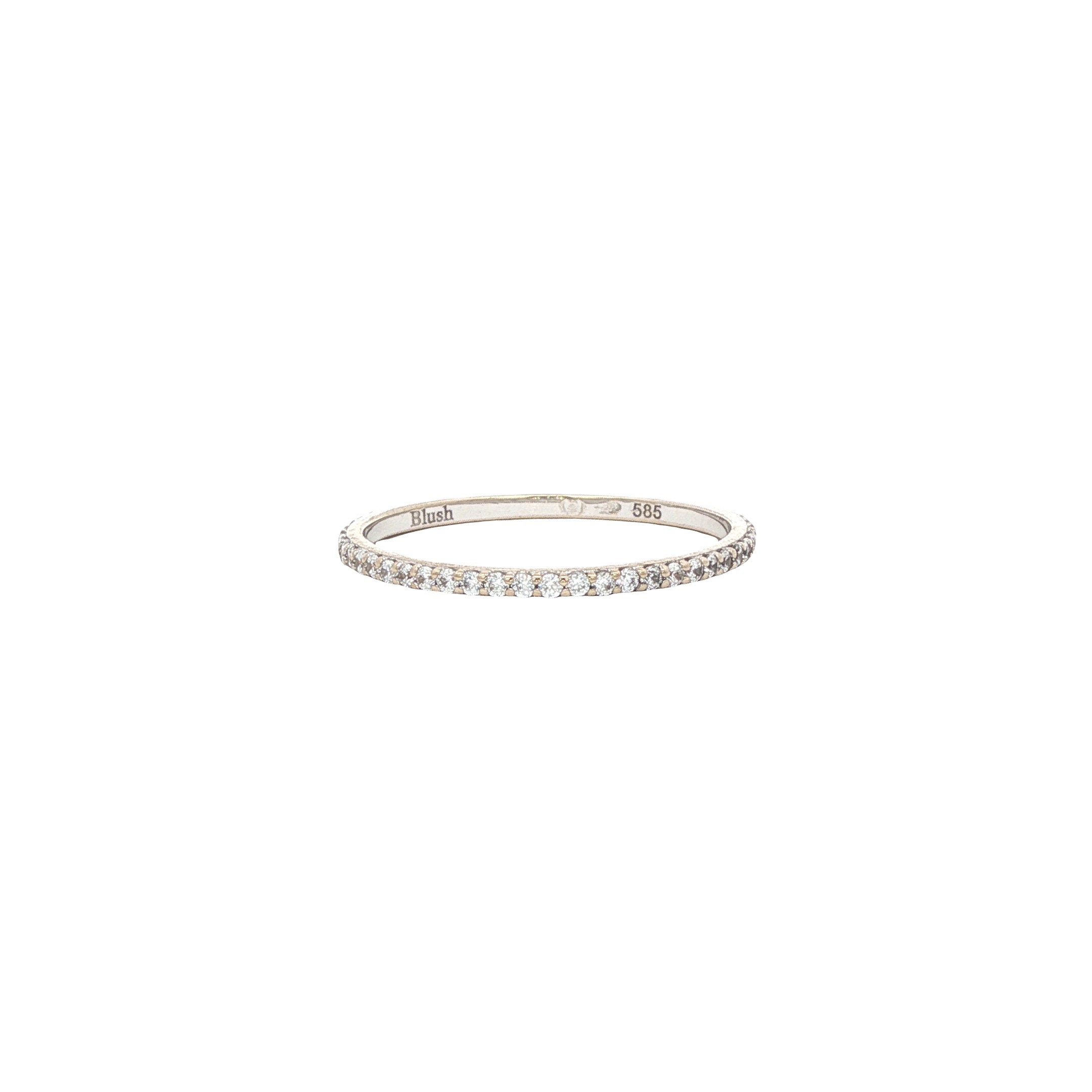 14 karat white gold row ring with zirconia