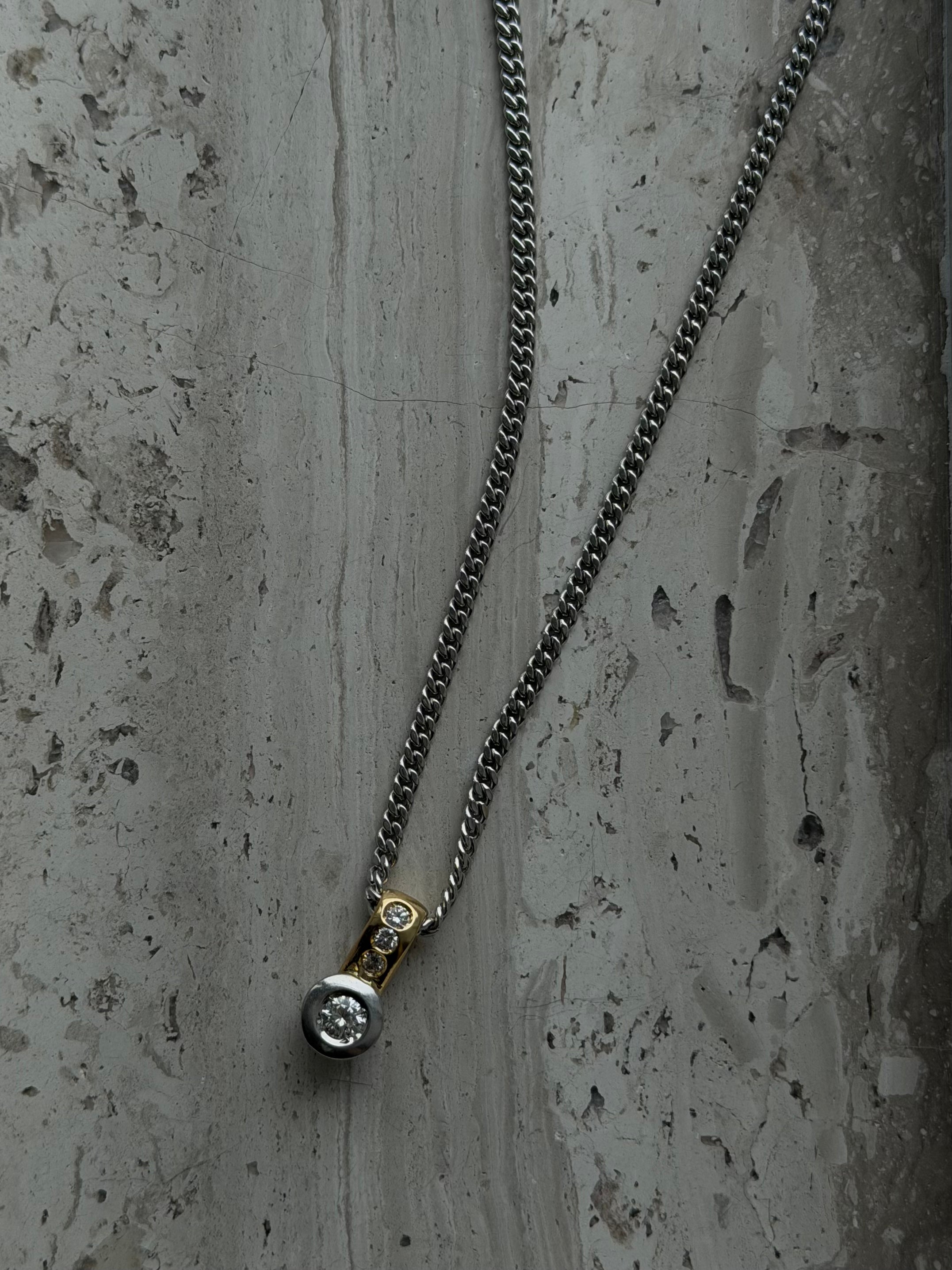 Witgouden gourmet collier 50 cm 14 karaat