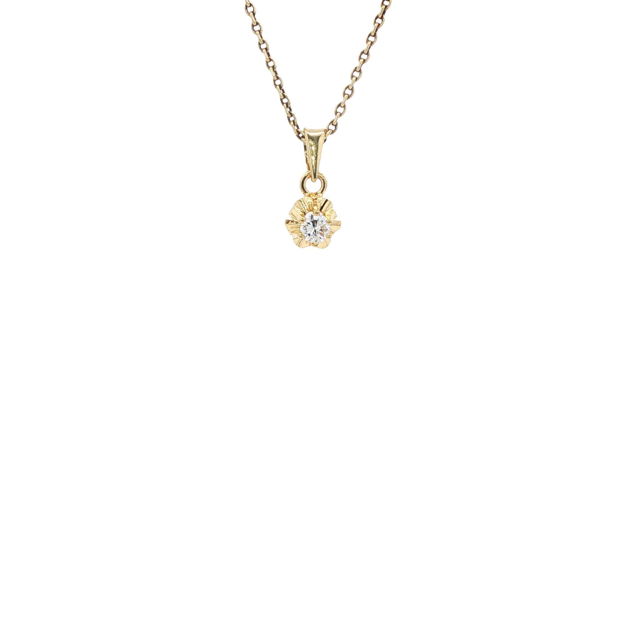 Gouden solitair hanger met diamant 14 karaat