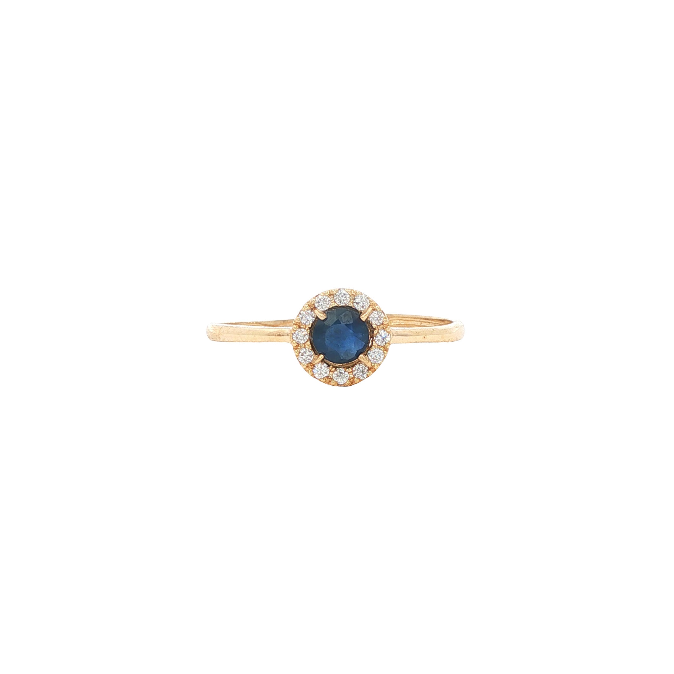 Gouden entourage ring met saffier en diamant 14 karaat* nieuw