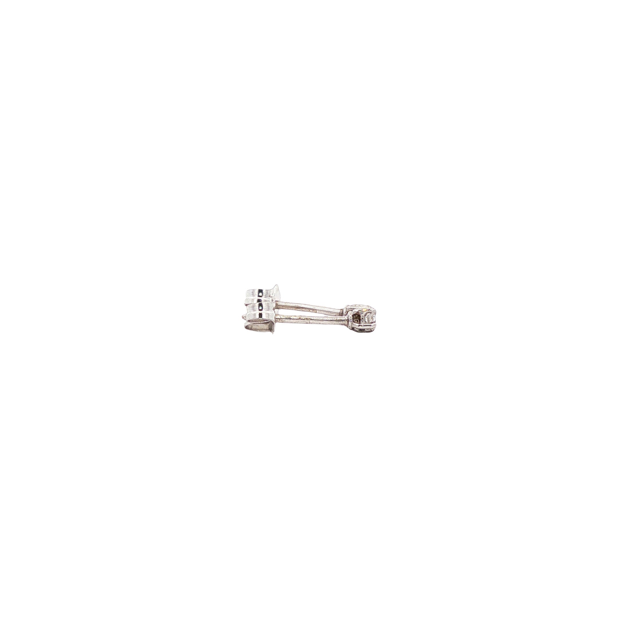 White gold solitaire diamond stud earrings, 14 karat*new