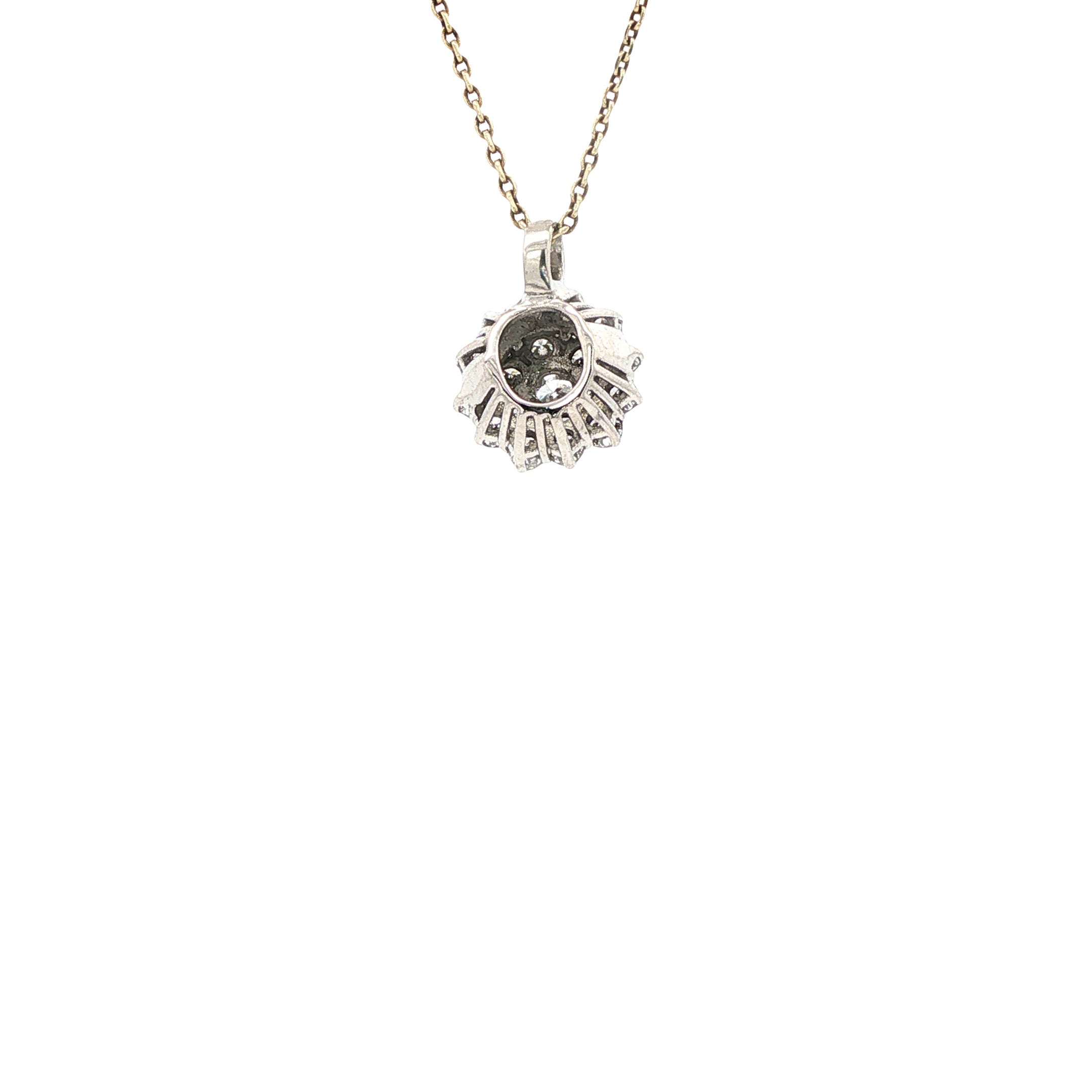 Witgouden entourage hanger met diamant 14 karaat