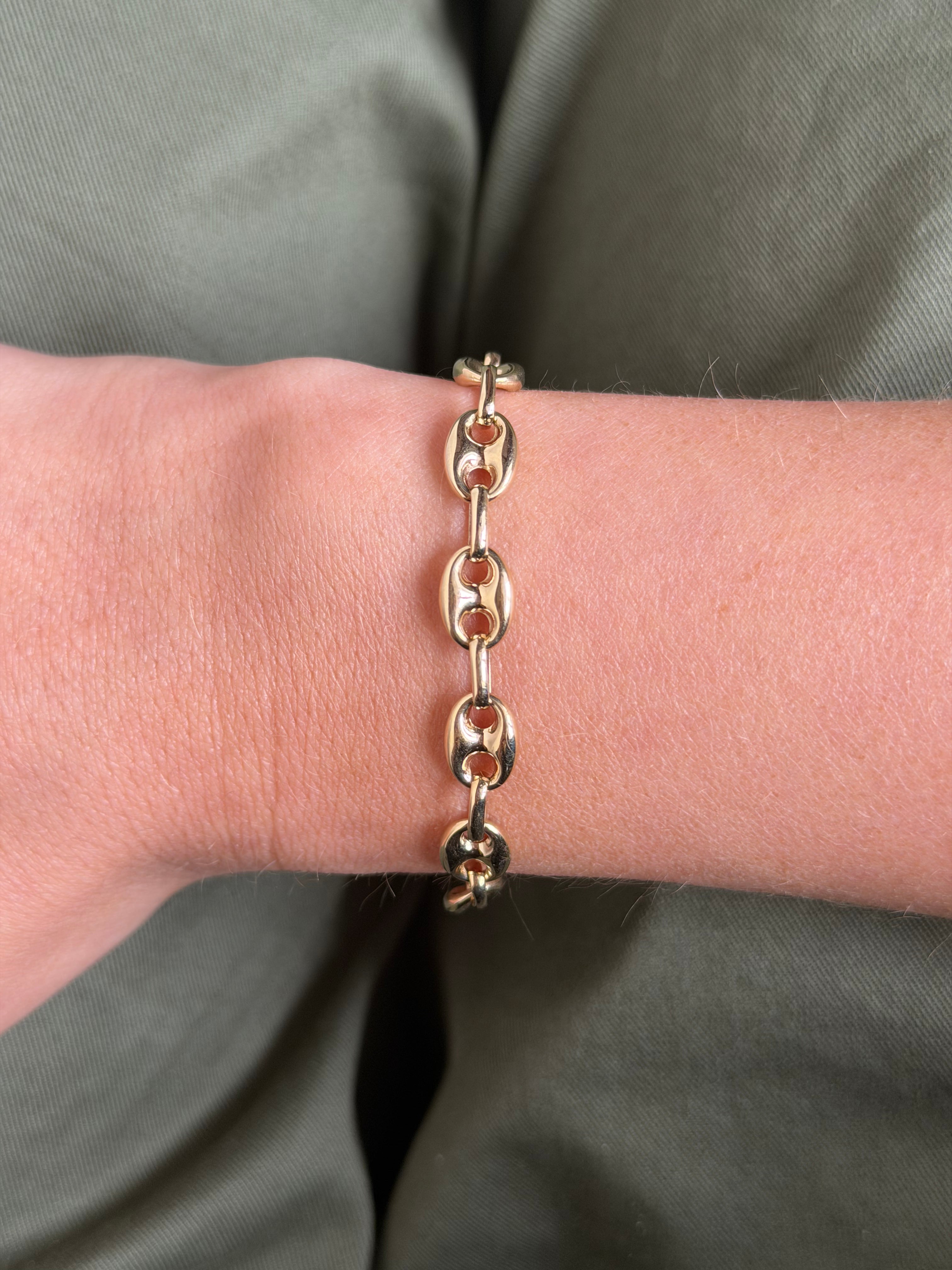 Gouden koffiebonen armband 19 cm 14 karaat