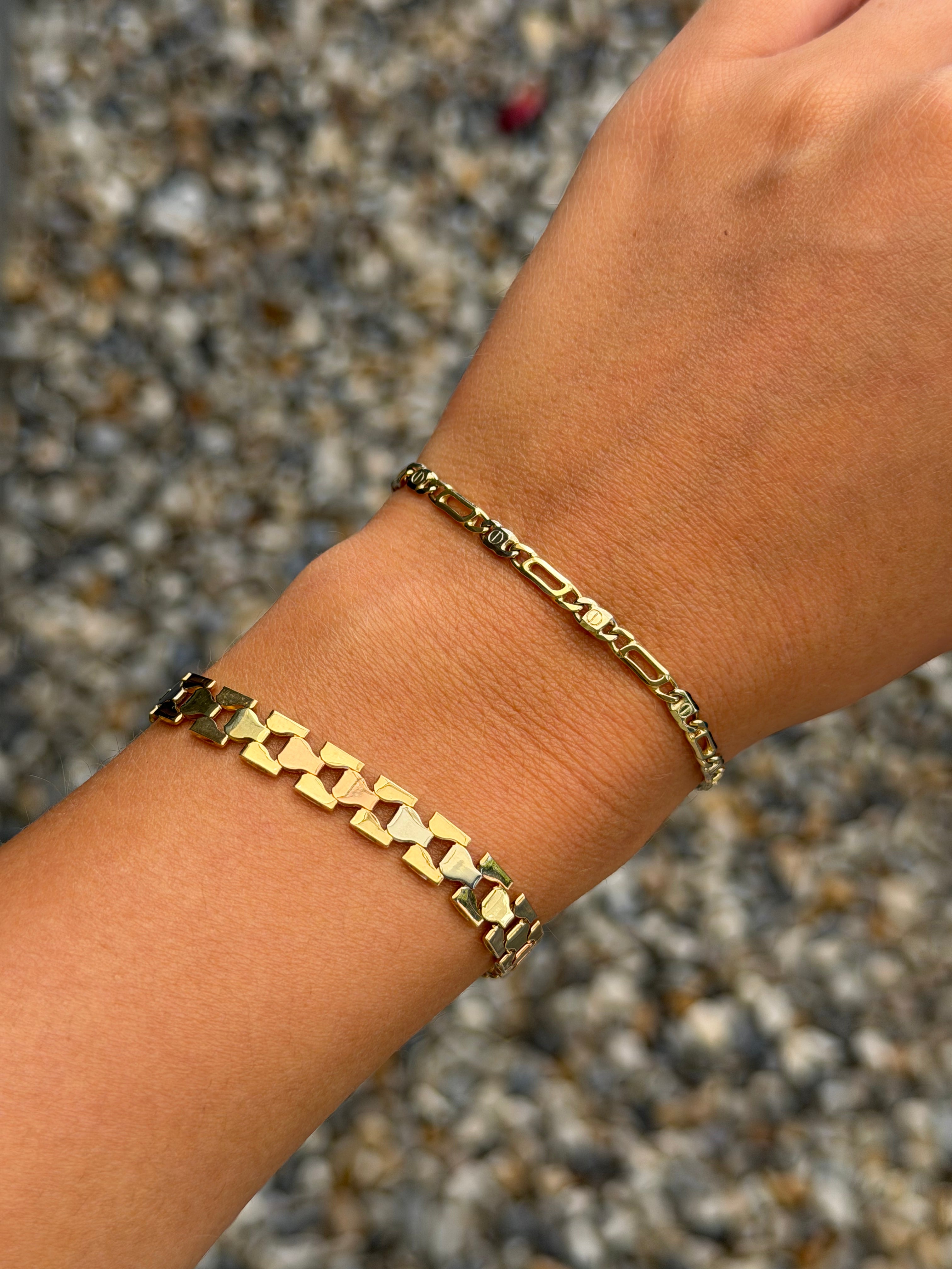 Tricolour gouden armband 19.5 cm 14 karaat