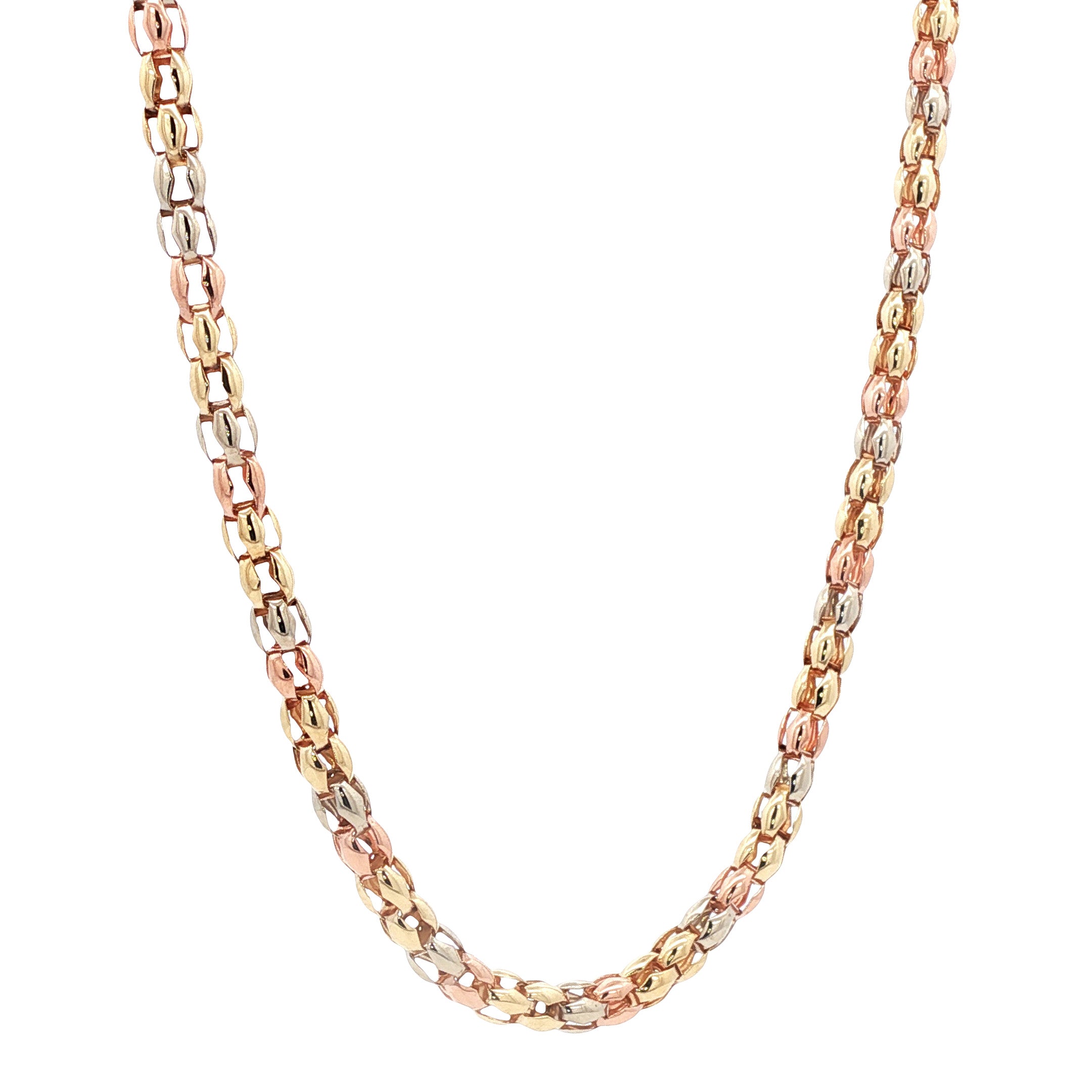 Tricolour gouden choker 46.5 cm 14 karaat