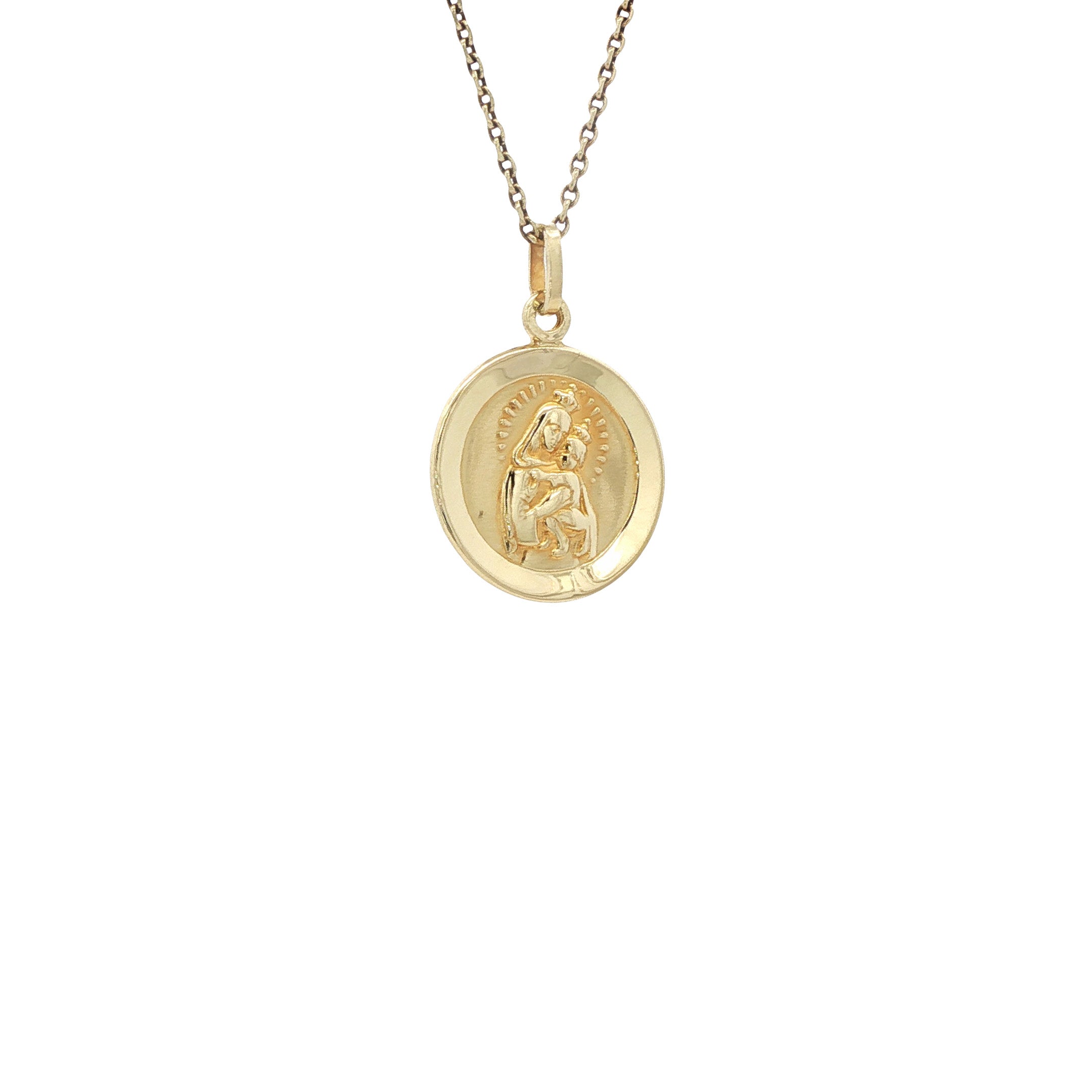 14 karat gold pendant with Jesus and Mary