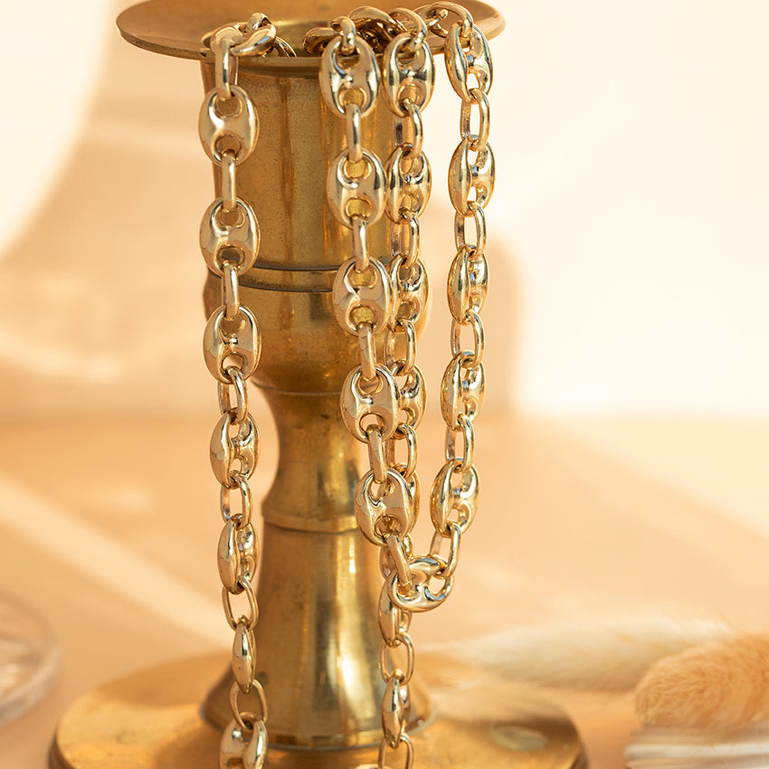 Gouden koffieboon collier 73 cm 14 karaat