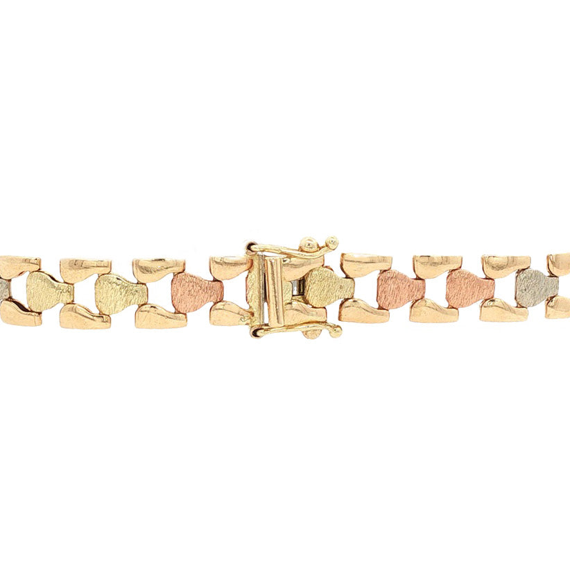 Tricolour gouden armband 19.5 cm 14 karaat
