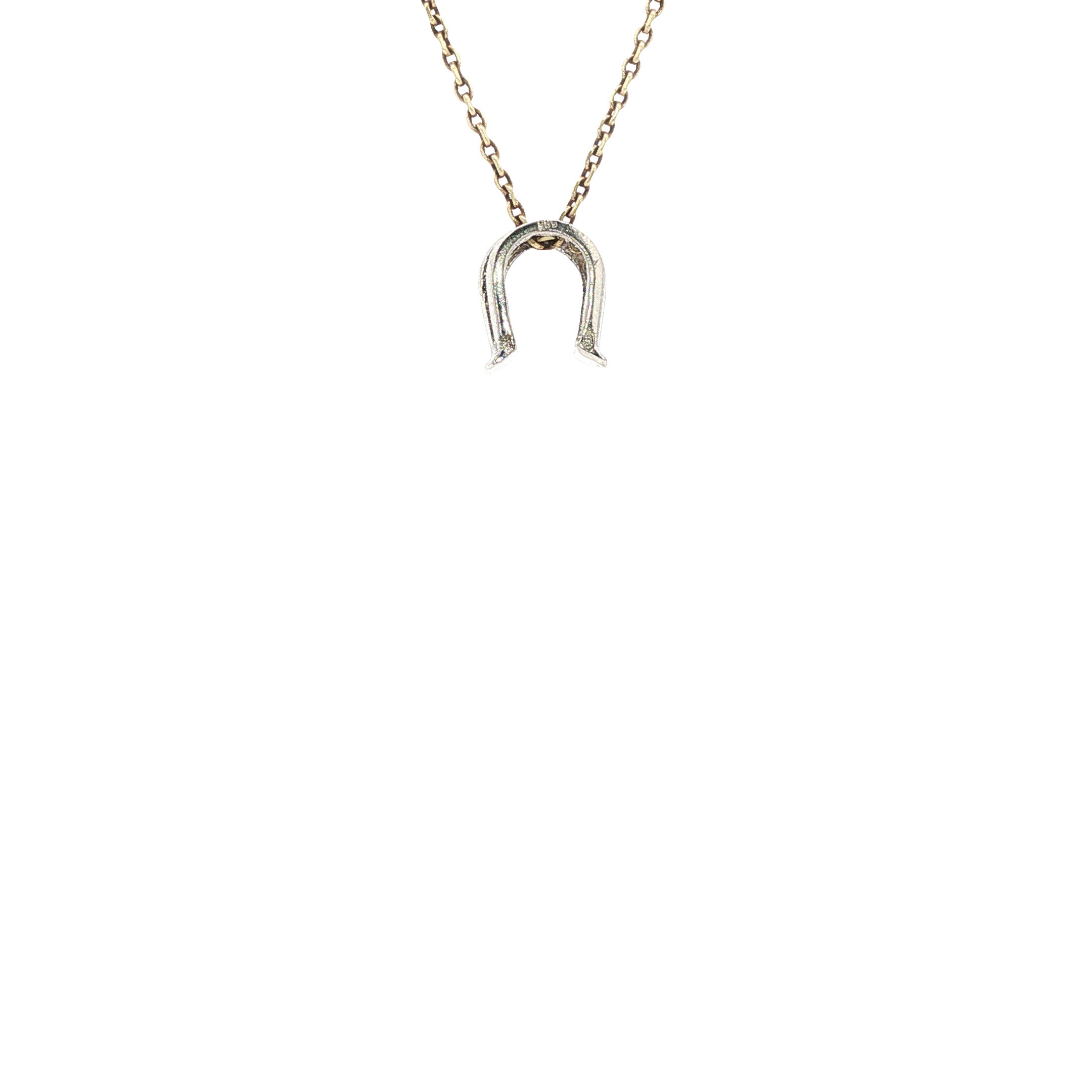 Witgouden hanger hoefijzer met diamant 14 karaat