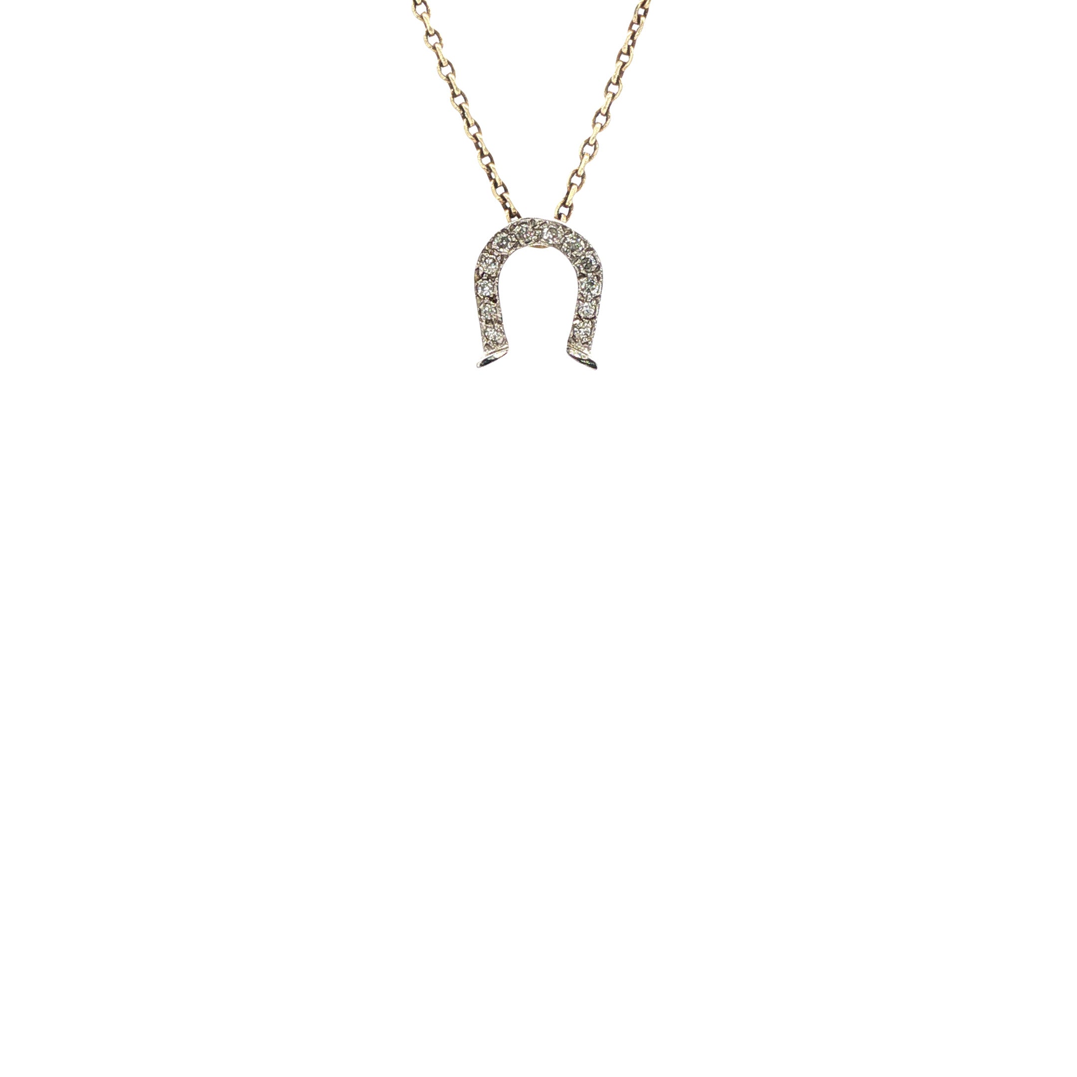 Witgouden hanger hoefijzer met diamant 14 karaat