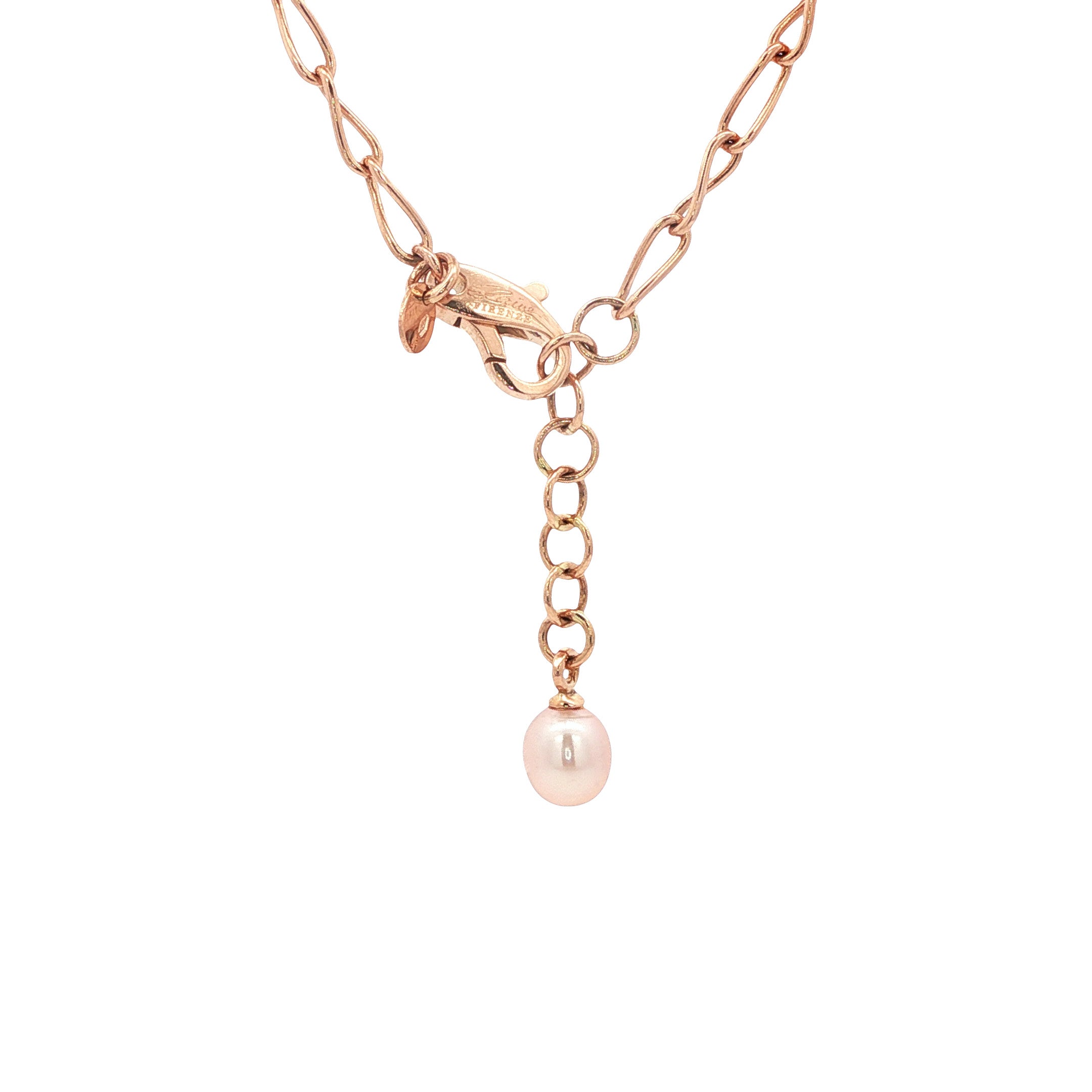 Rosegouden collier met parels 88-91 cm 14 karaat