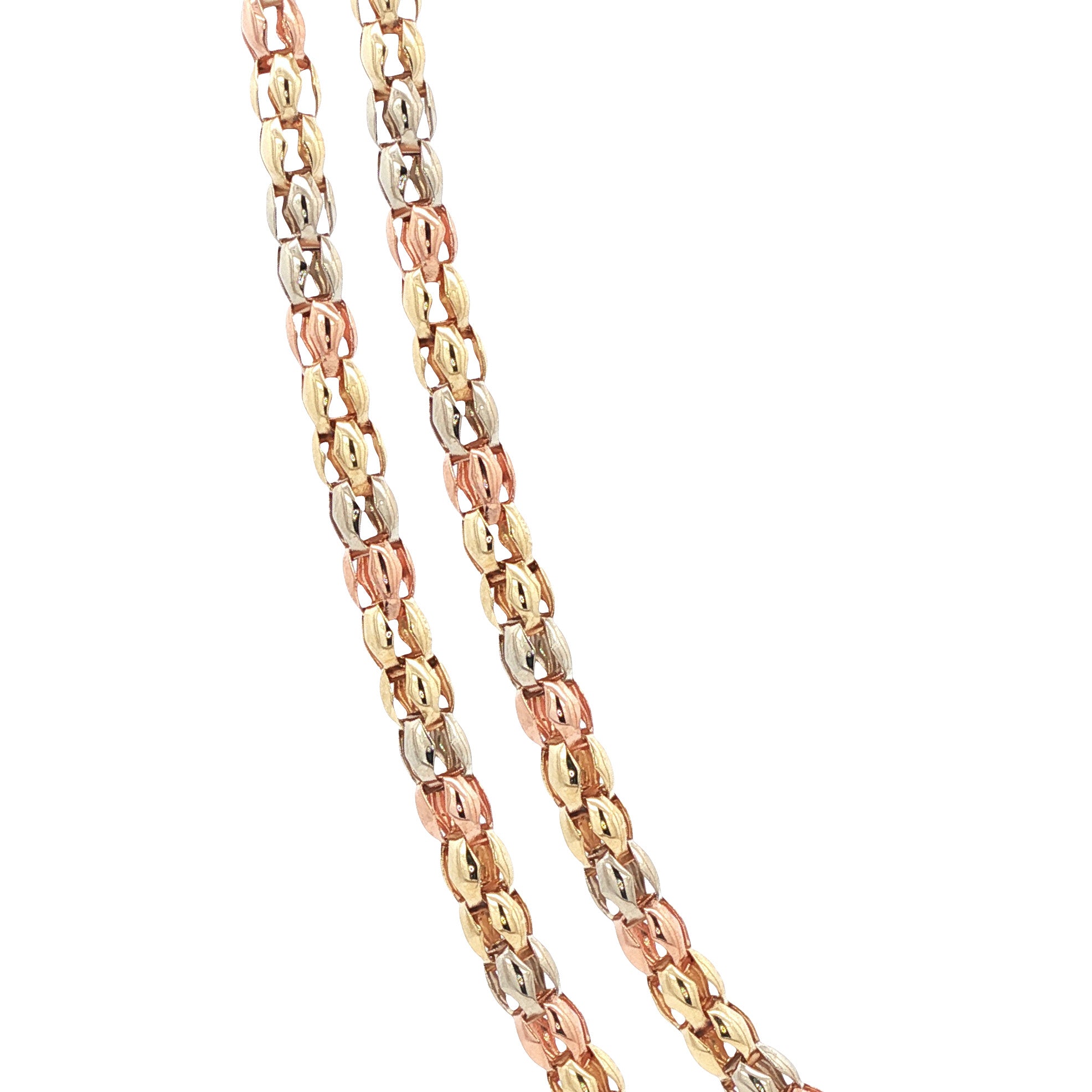Tricolour gouden choker 46.5 cm 14 karaat
