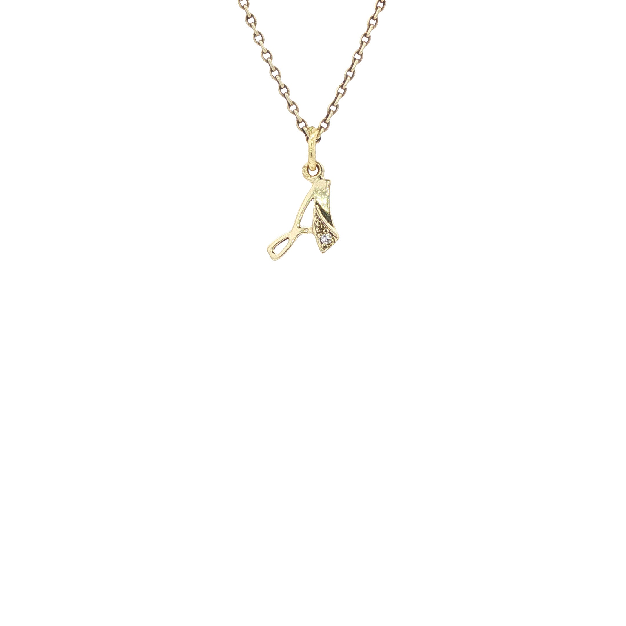 Gouden hanger letter A met diamant 14 karaat