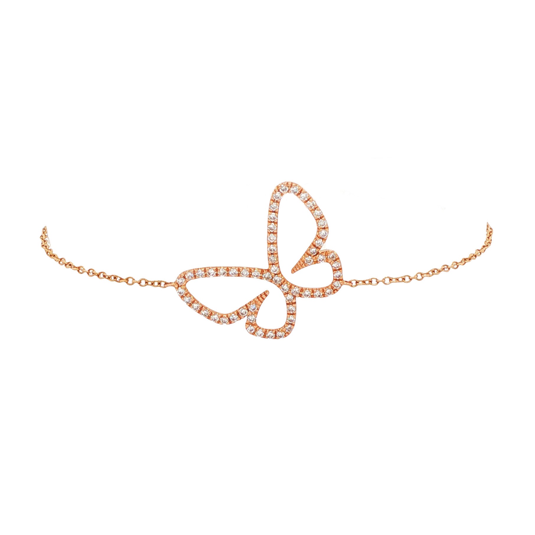 Rosegouden armband vlinder met diamant 17 cm 18 karaat