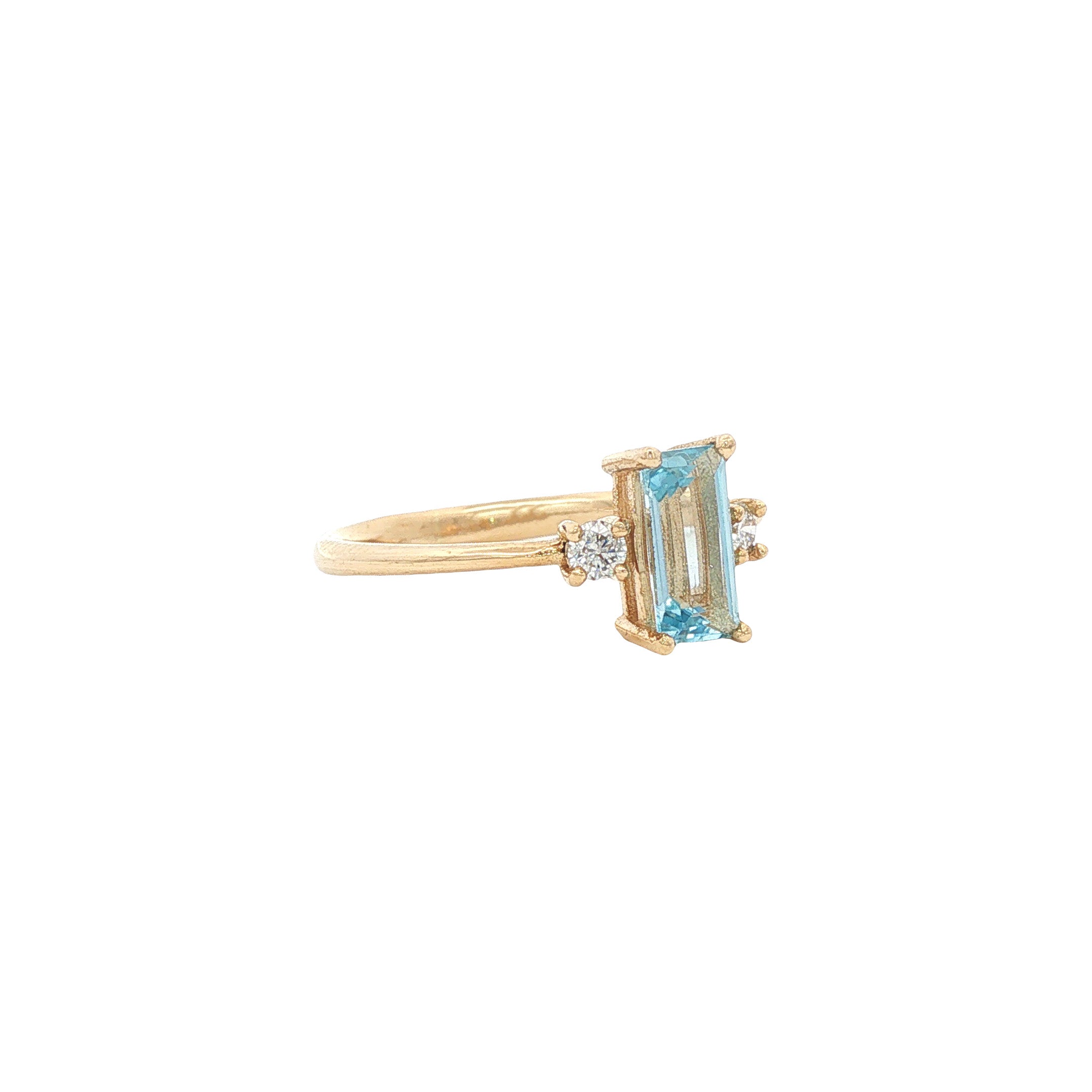 Gouden ring met aquamarijn en diamant 14 karaat* nieuw